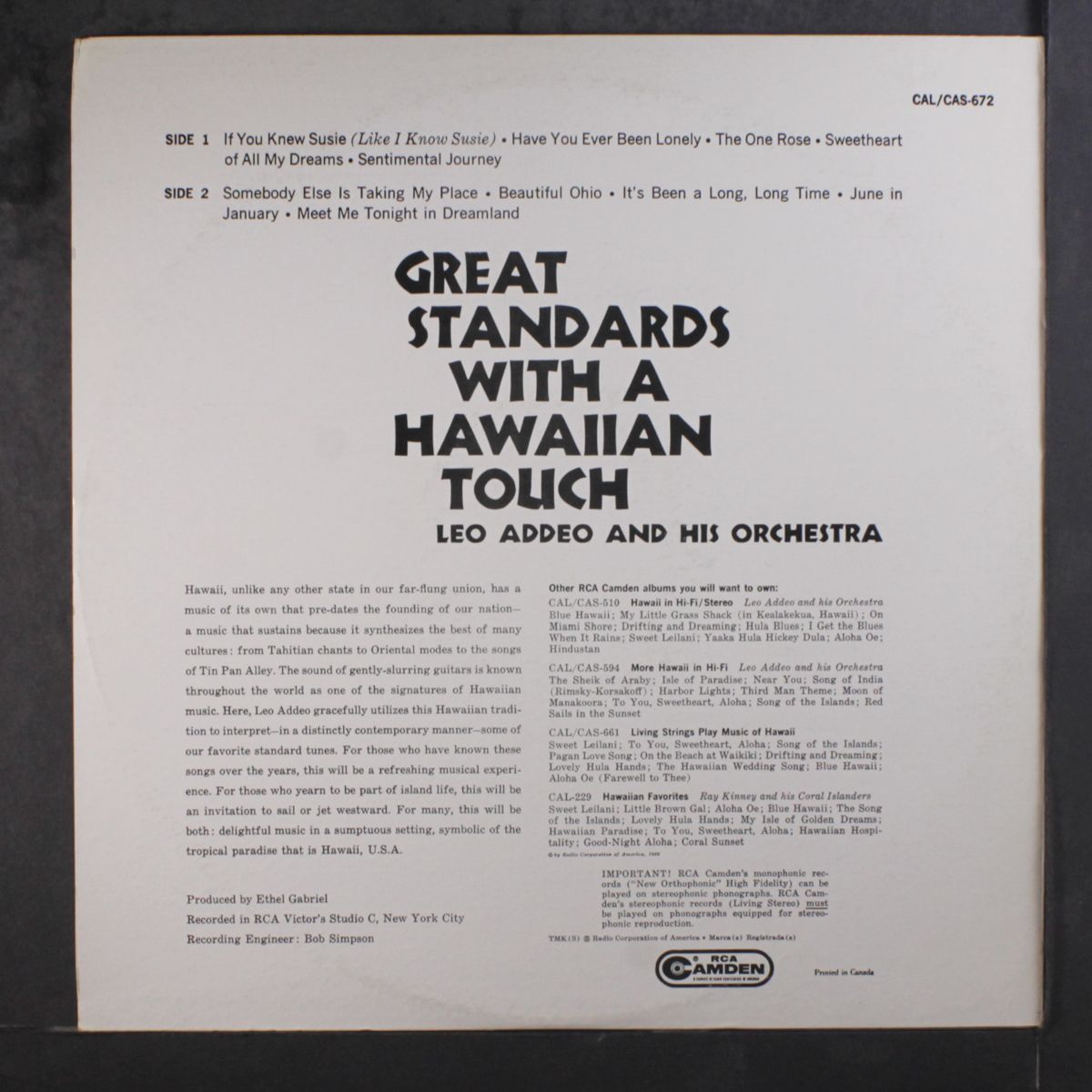 great standards with a hawaiian touch by LEO ADDEO