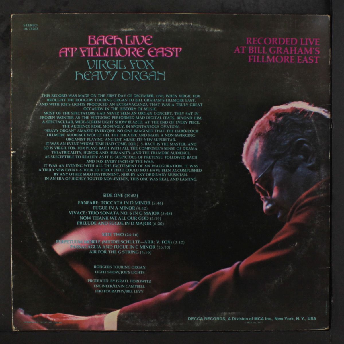 bach live at the fillmore east by VIRGIL FOX
