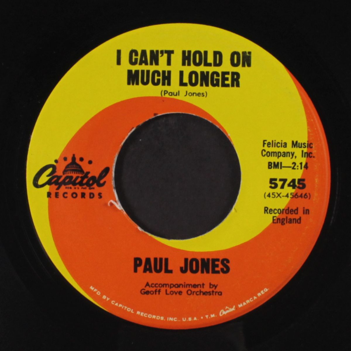 baby tomorrow / i can't hold on much longer by PAUL JONES