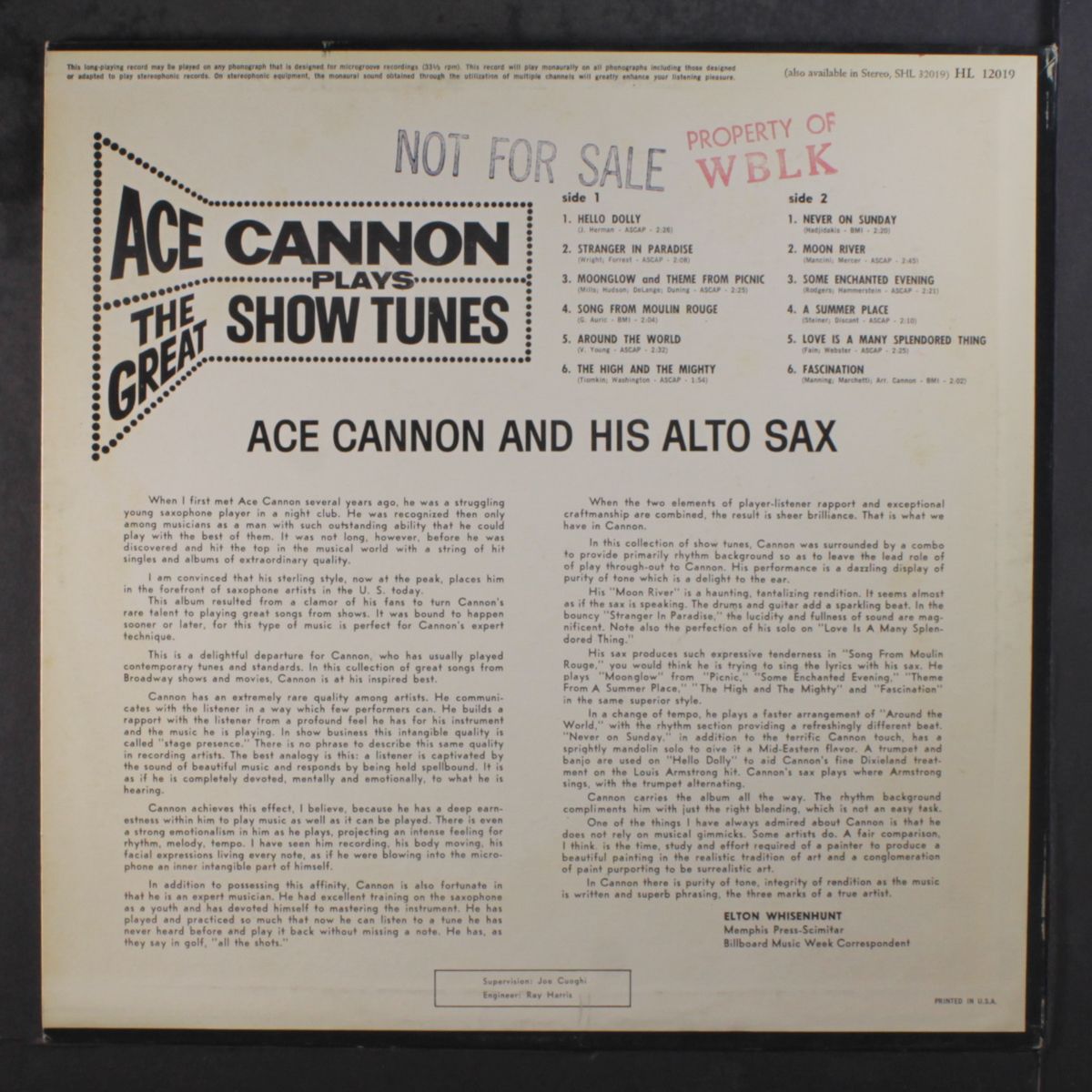 plays the great show tunes by ACE CANNON