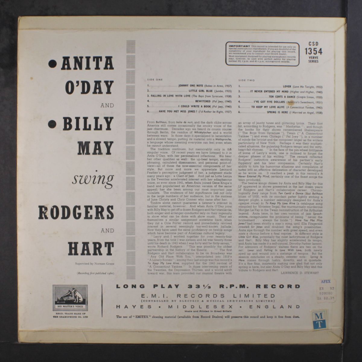 swing rodgers and hart by ANITA O'DAY & BILLY MAY