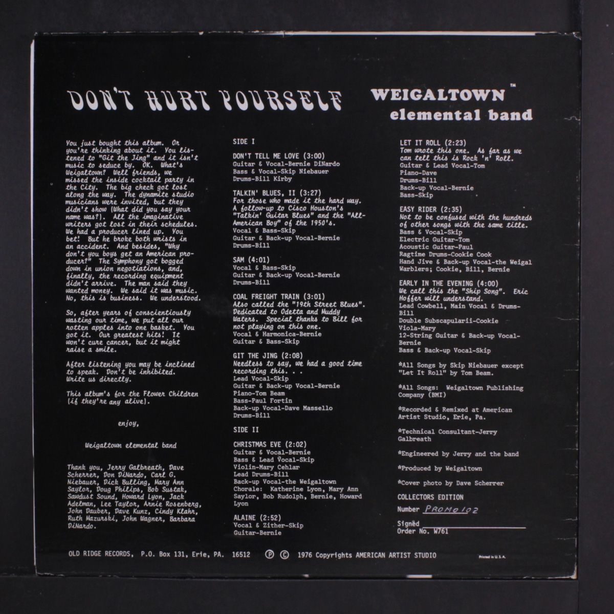 don't hurt yourself by WEIGALTOWN ELEMENTAL BAND
