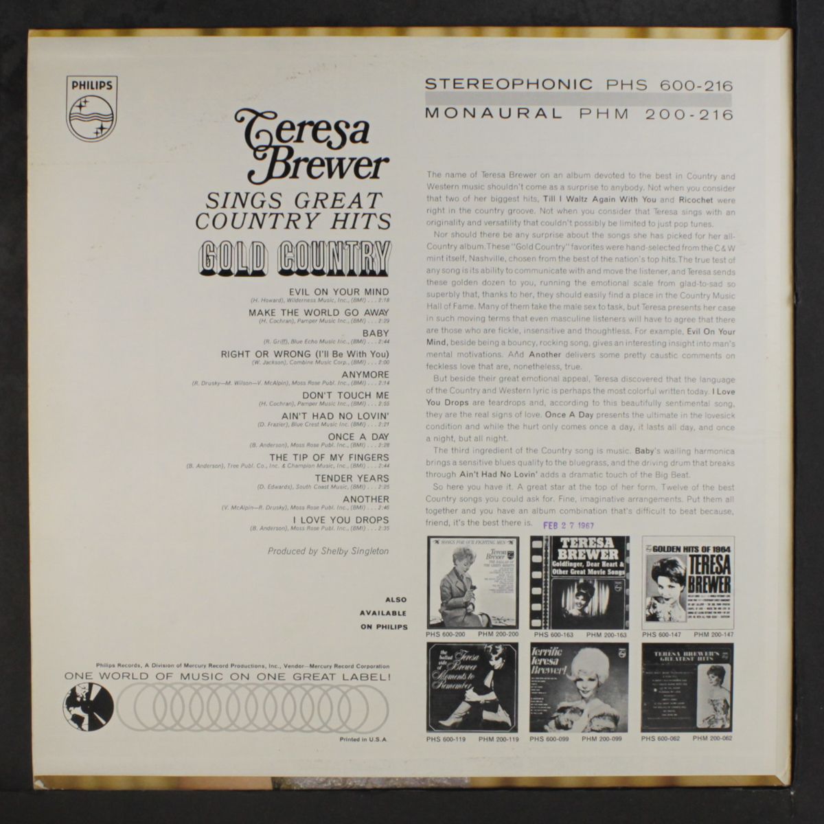 gold country by TERESA BREWER