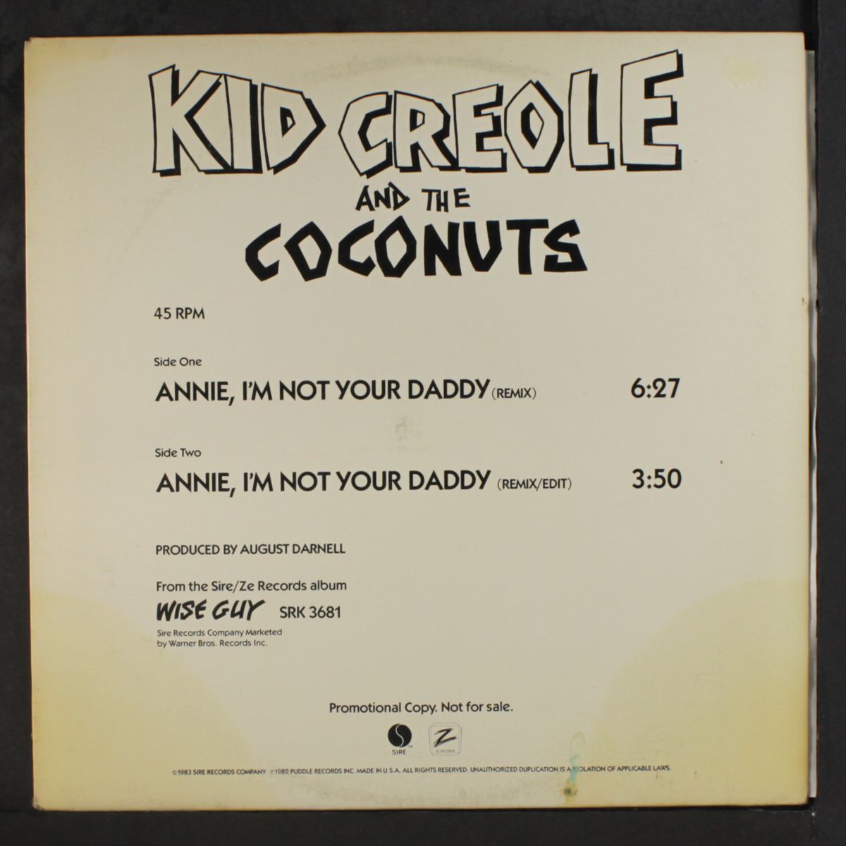 annie, i'm not your daddy by KID CREOLE