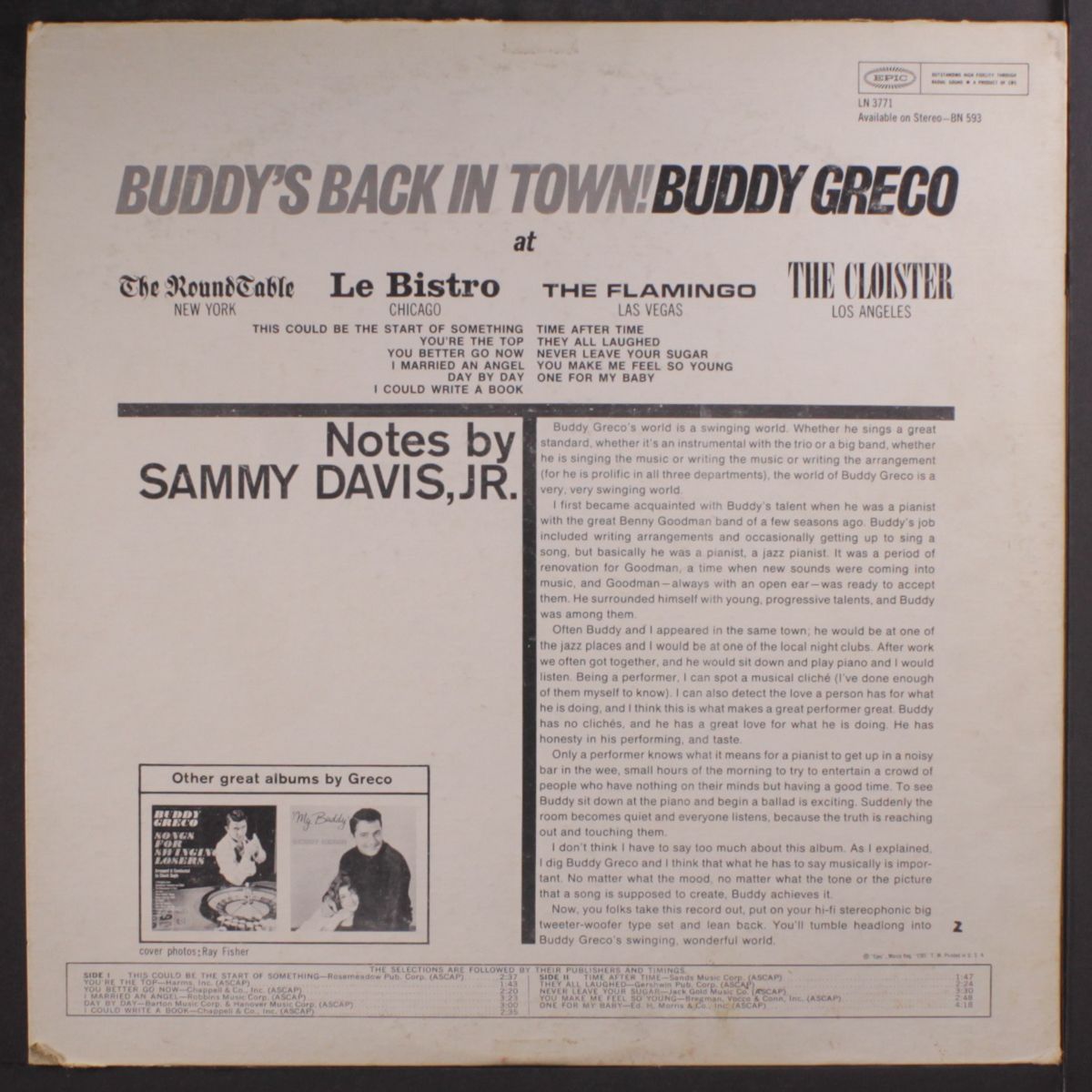 buddy's back in town! by BUDDY GRECO