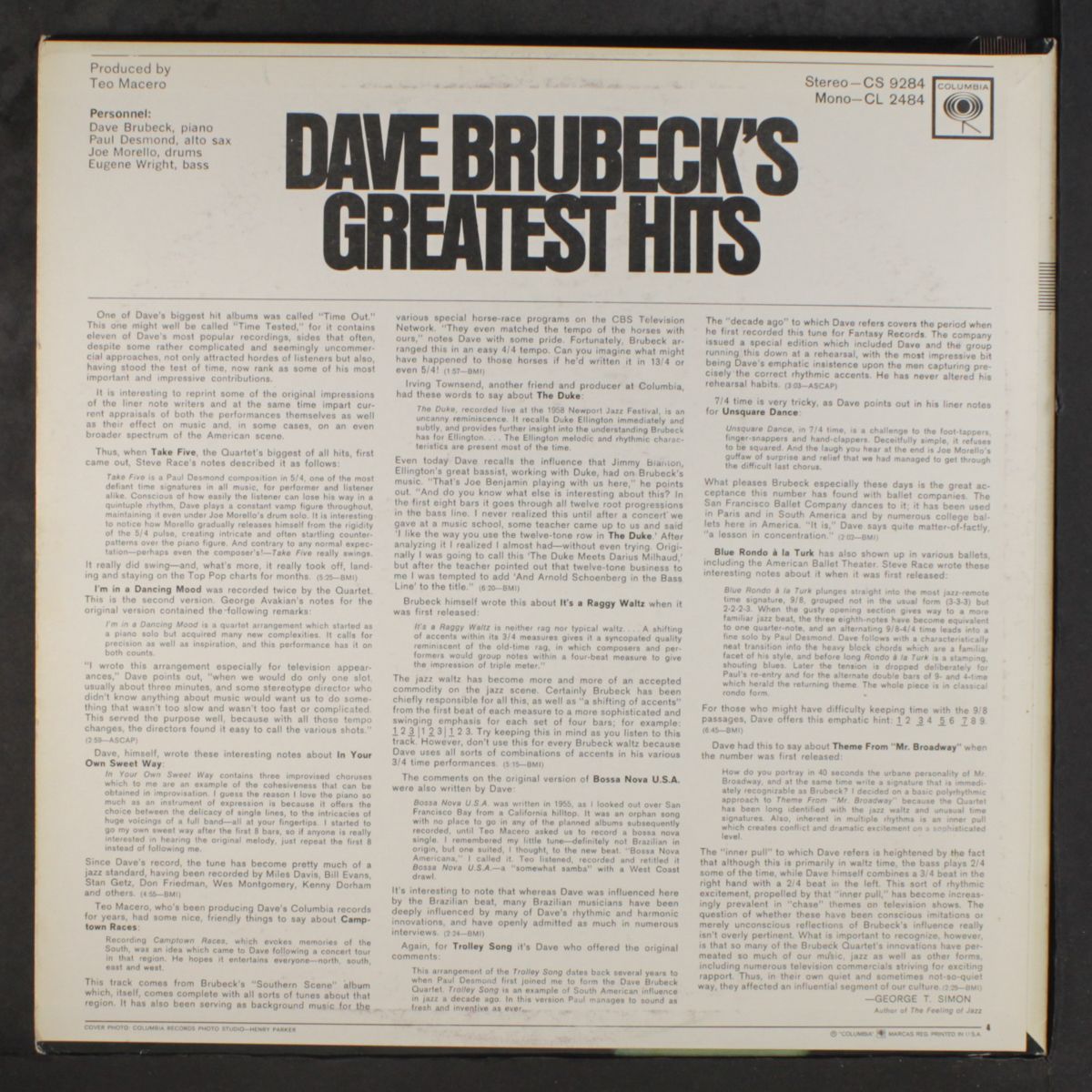 greatest hits by DAVE BRUBECK