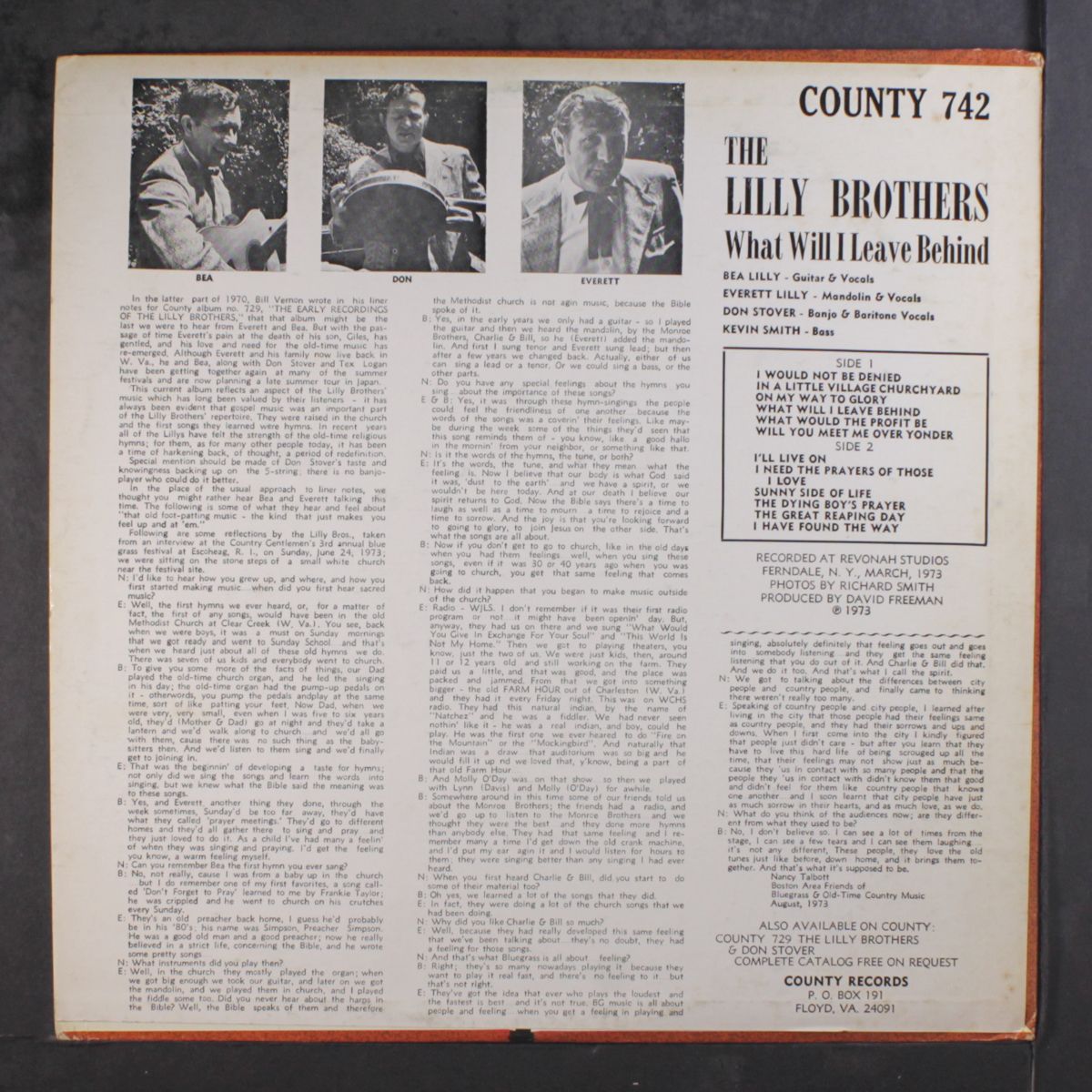 what will i leave behind by LILLY BROTHERS