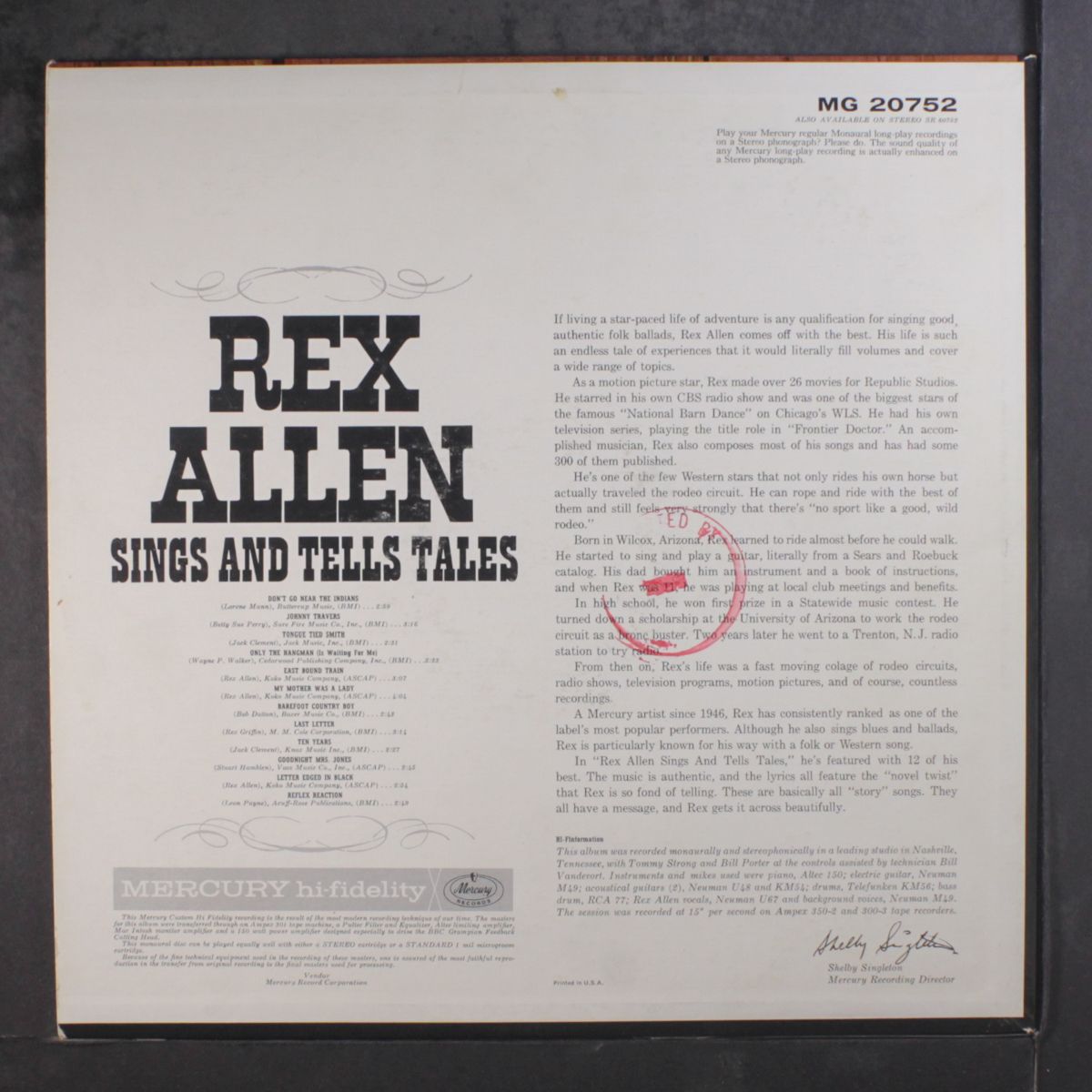 sings and tells tales by REX ALLEN