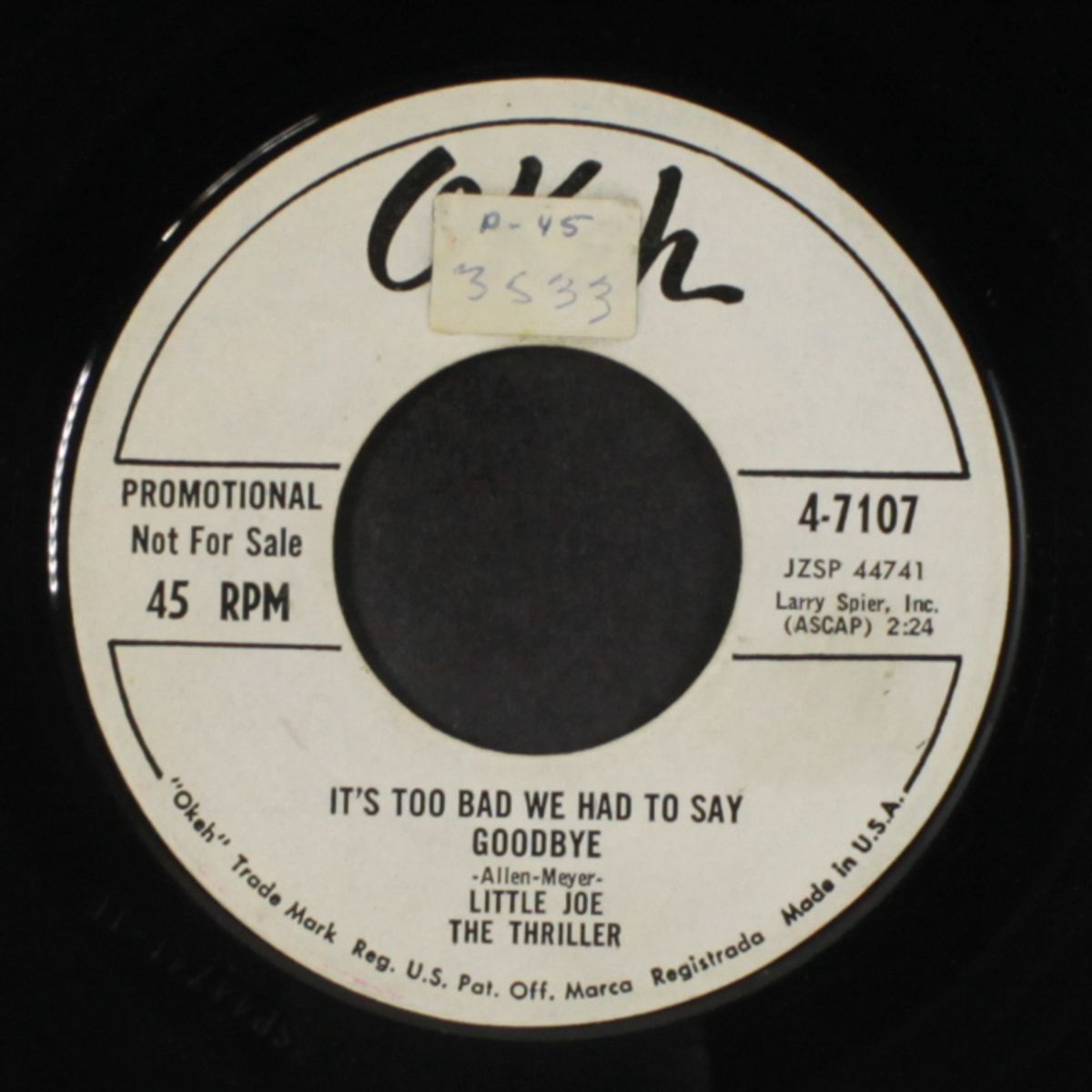 it too bad we had to say goodbye / mine by LITTLE JOE THE THRILLER