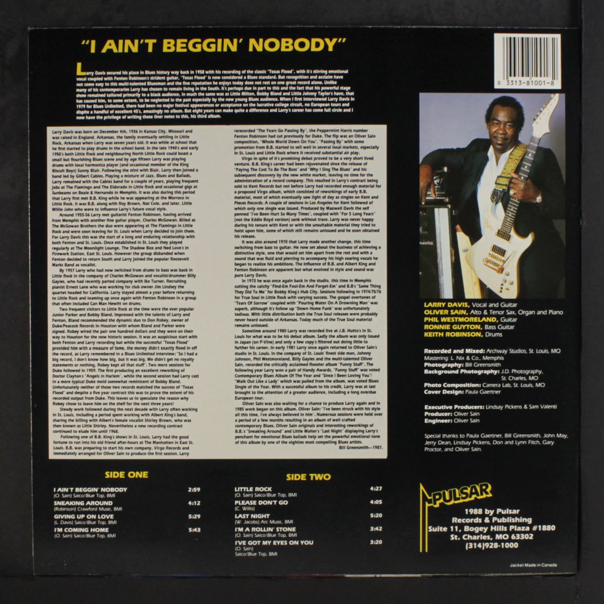 i ain't beggin' nobody by LARRY DAVIS