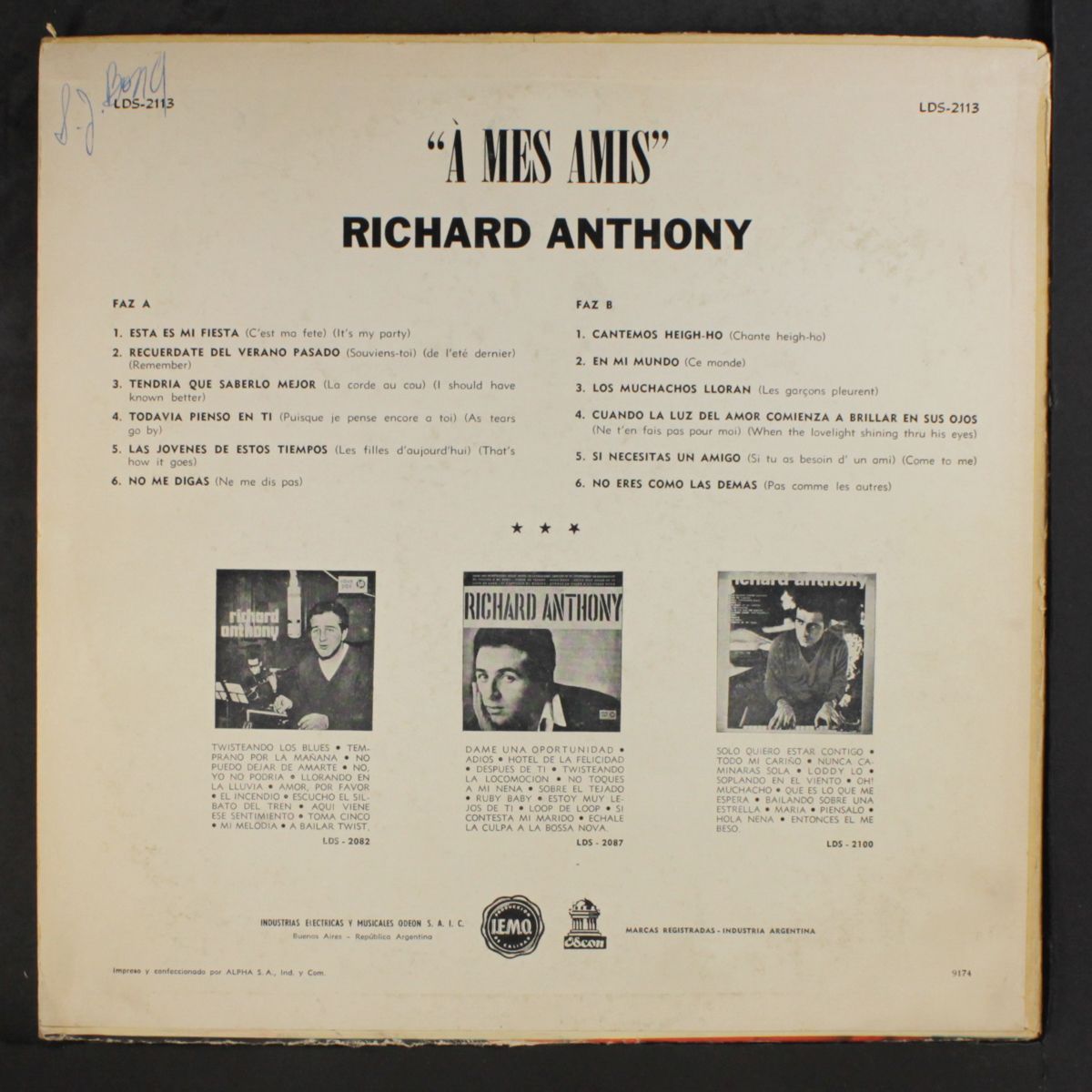 a mes amis by RICHARD ANTHONY