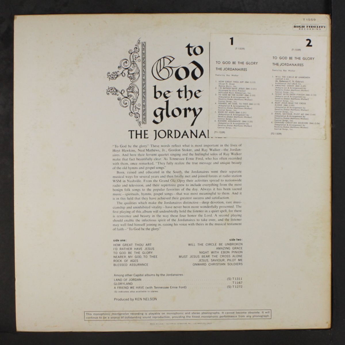 to god be the glory by JORDANAIRES