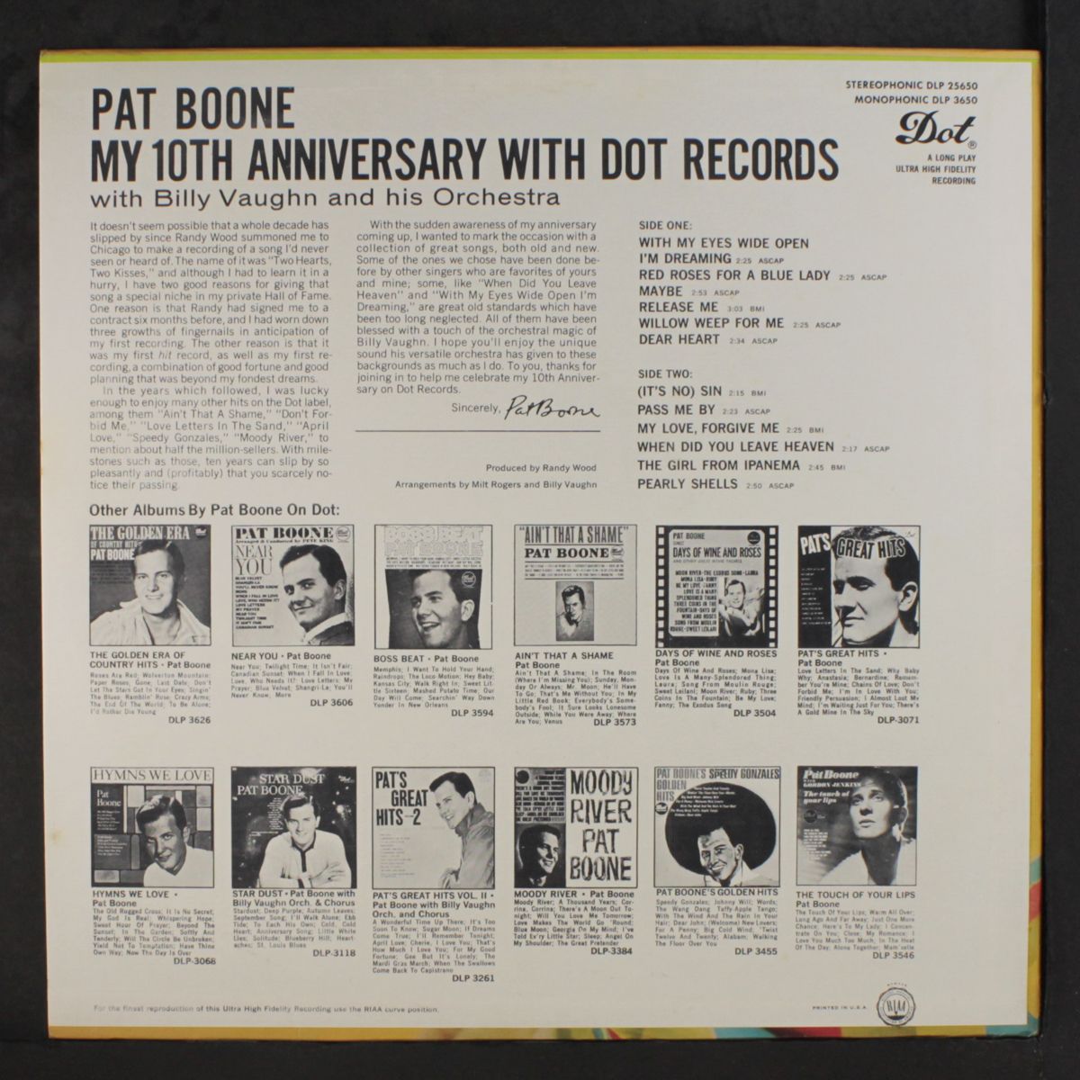 my 10th anniversary by PAT BOONE