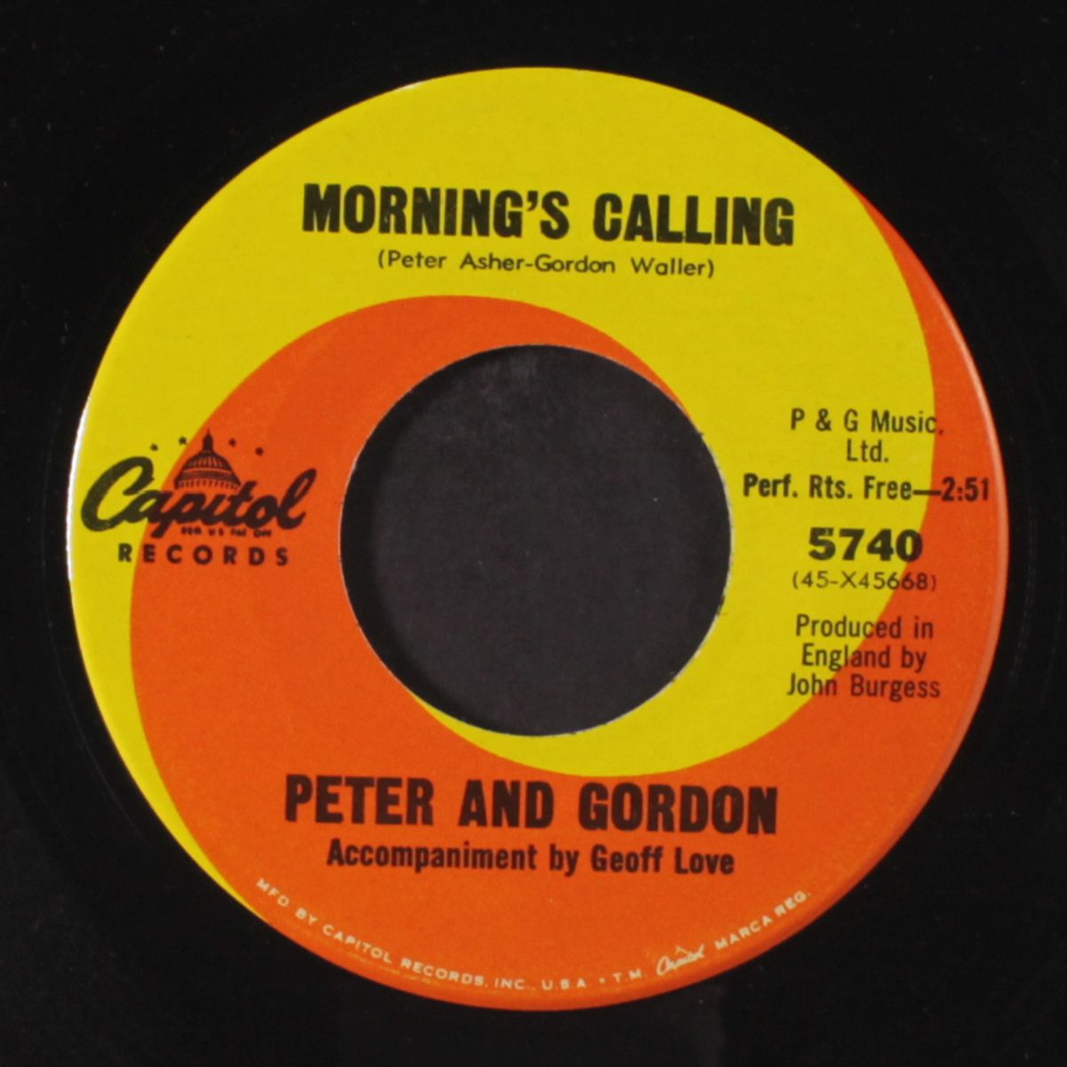 lady godiva / morning's calling by PETER & GORDON