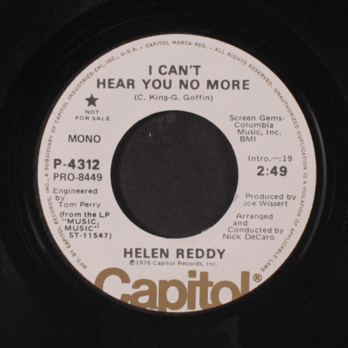 i can't hear you no more / mono by HELEN REDDY
