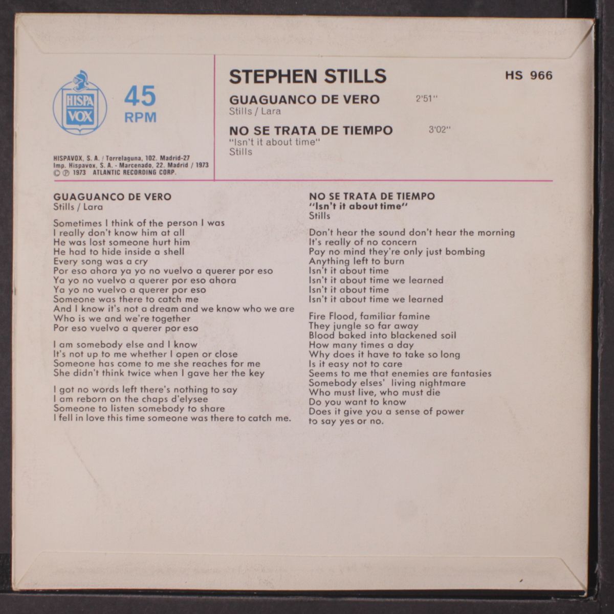 guaguanco de vero / is it about time by STEPHEN STILLS