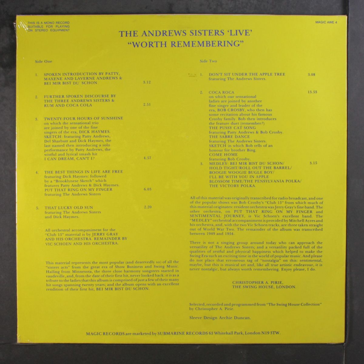 worth remembering by ANDREWS SISTERS