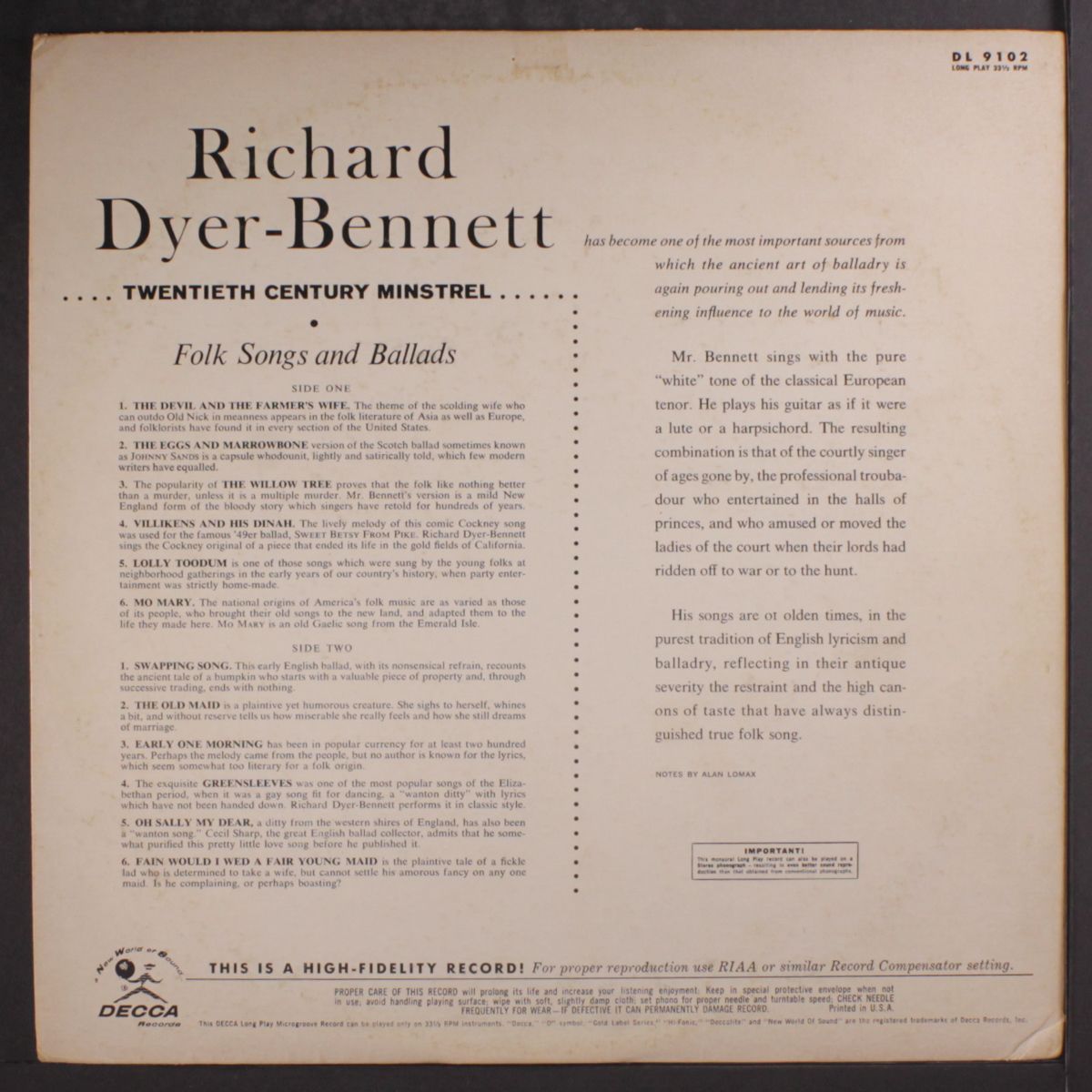 twentieth century minstrel by RICHARD DYER-BENNET