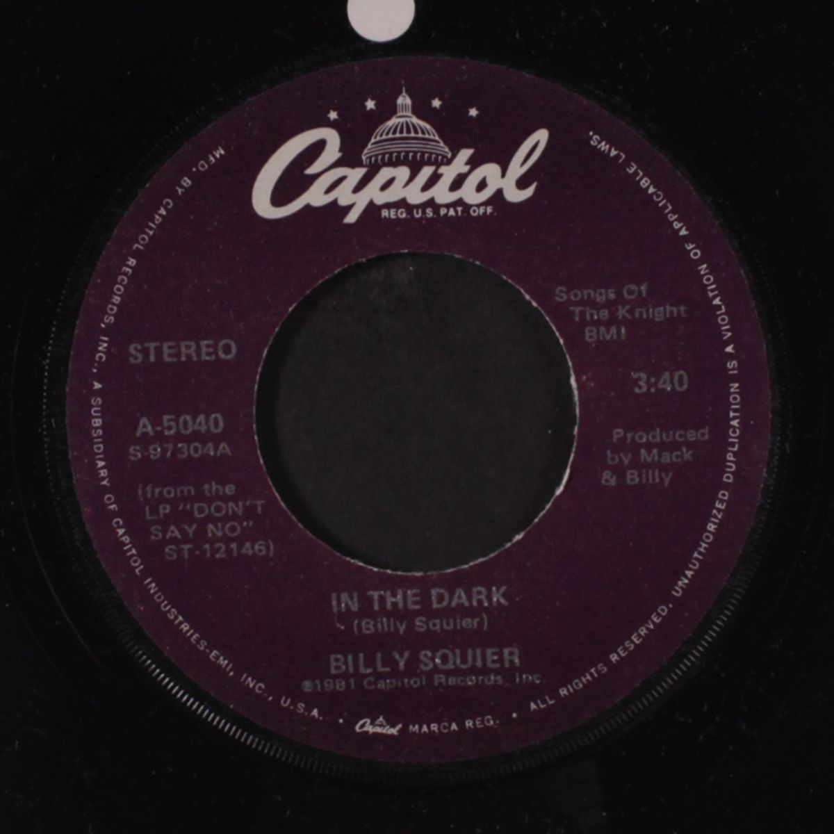 in the dark / whadda you want from me by BILLY SQUIER