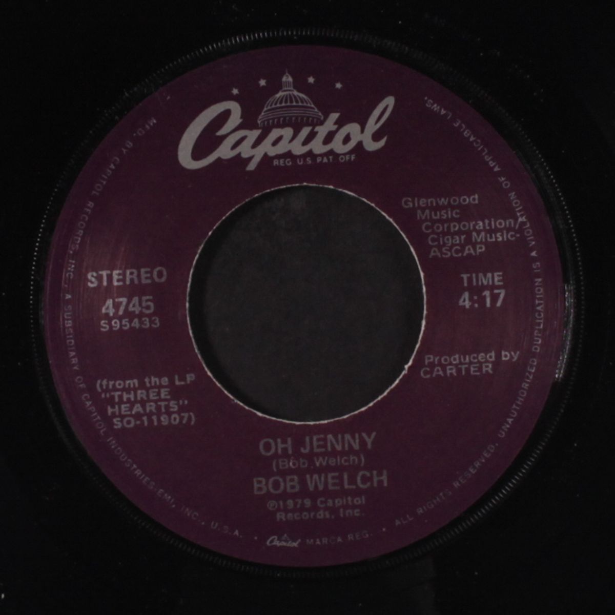 3 hearts / oh jenny by BOB WELCH