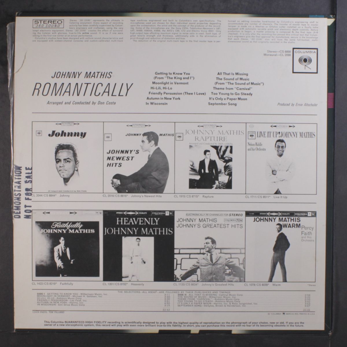 romantically by JOHNNY MATHIS