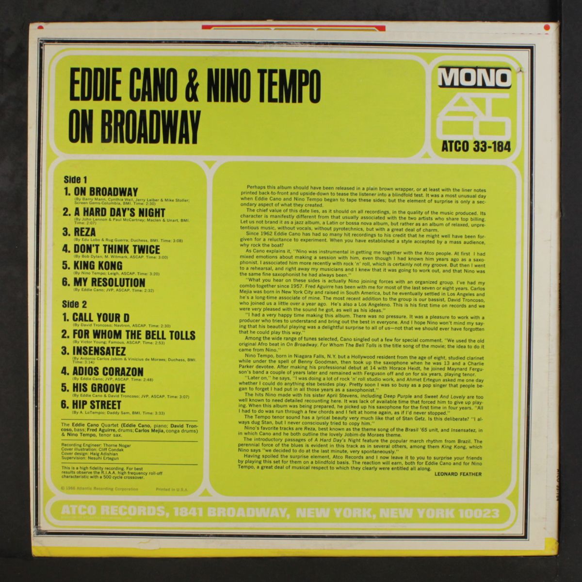 on broadway by EDDIE CANO & NINO TEMPO