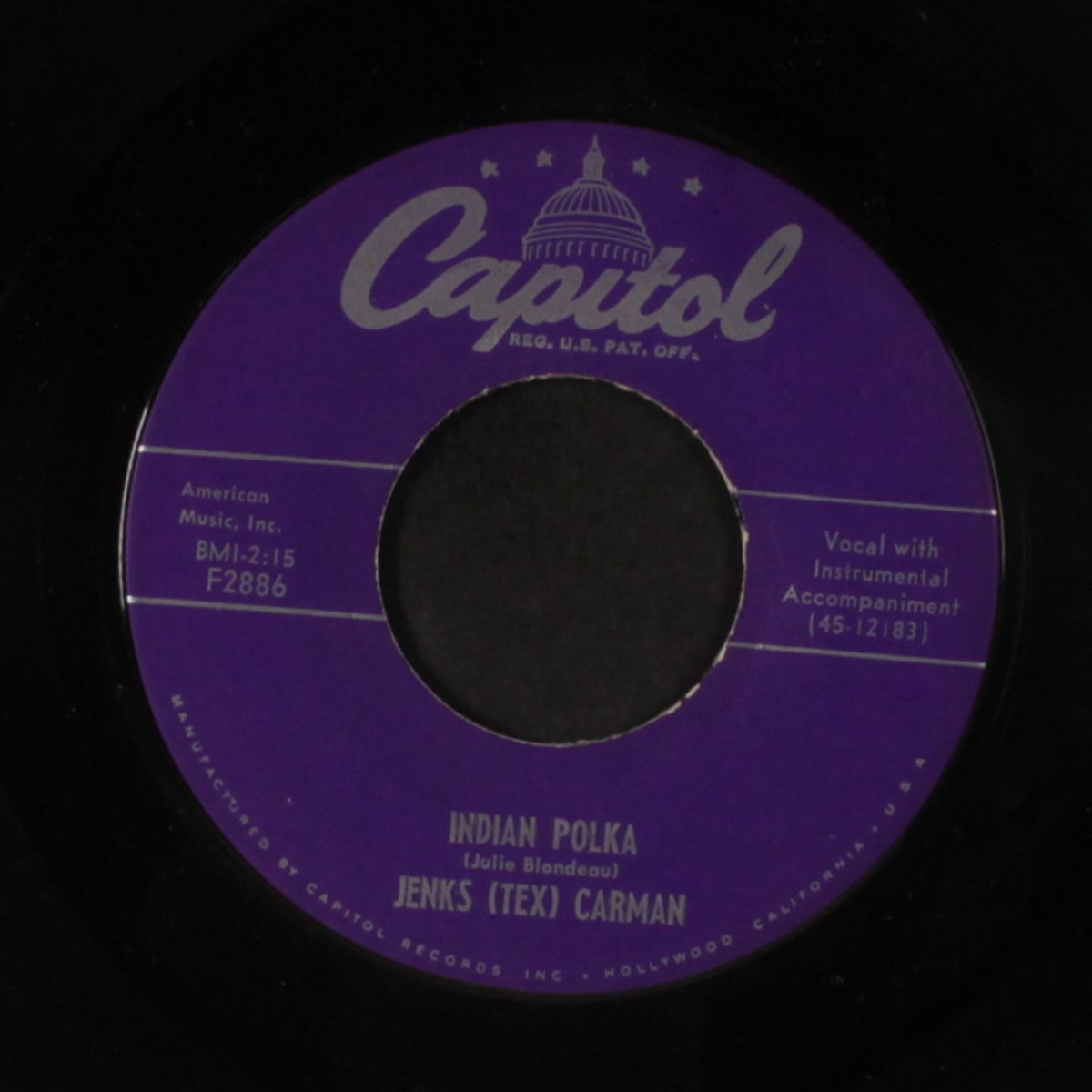 indian polka / dixie cannon ball by JENKS 'TEX' CARMAN