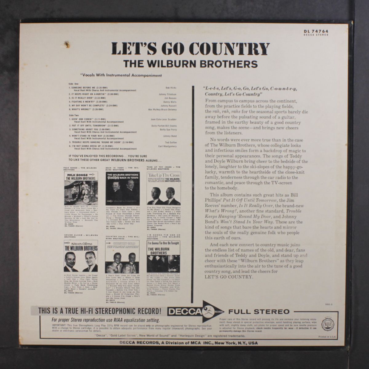 let's go country by WILBURN BROTHERS