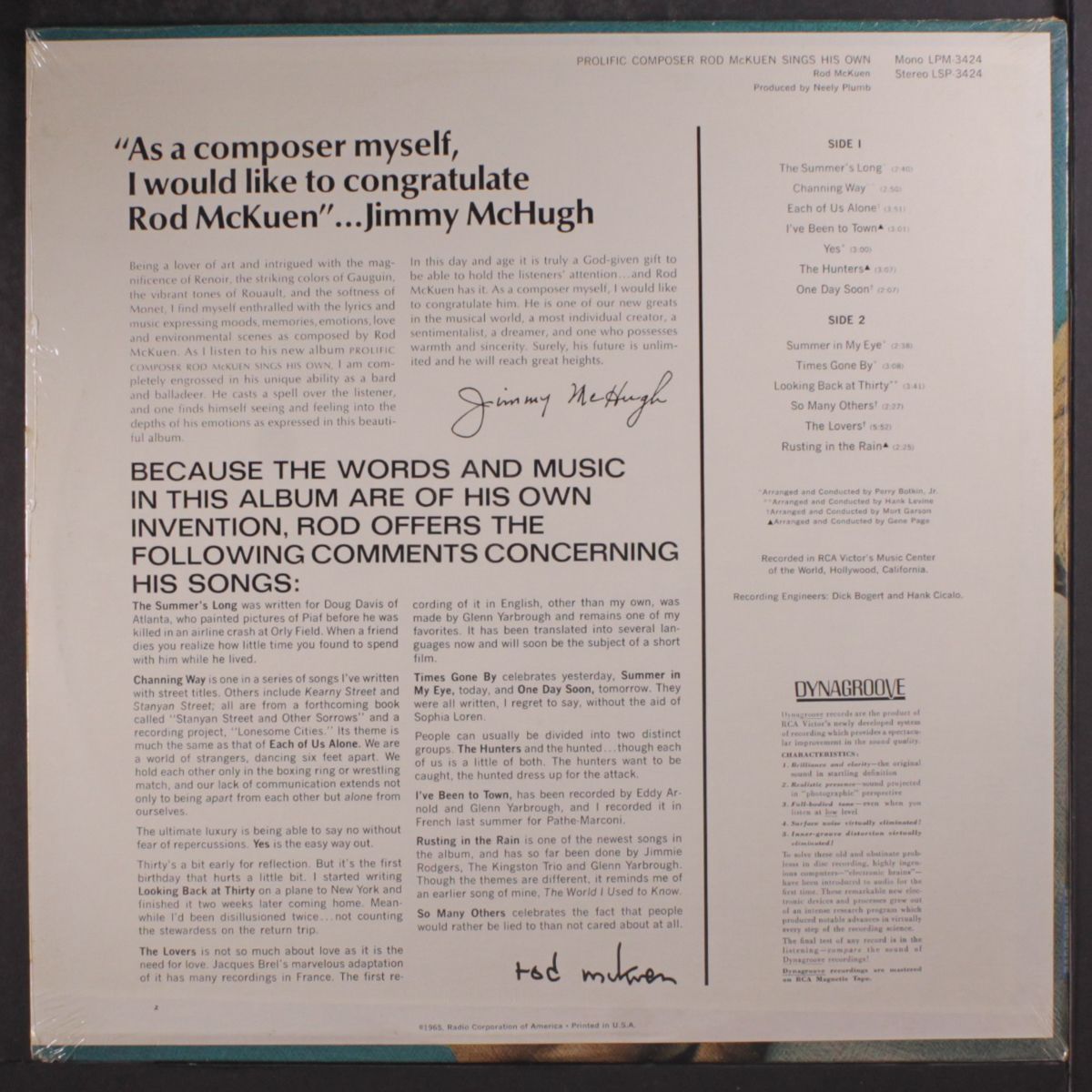 prolific composer sings his own by ROD MCKUEN
