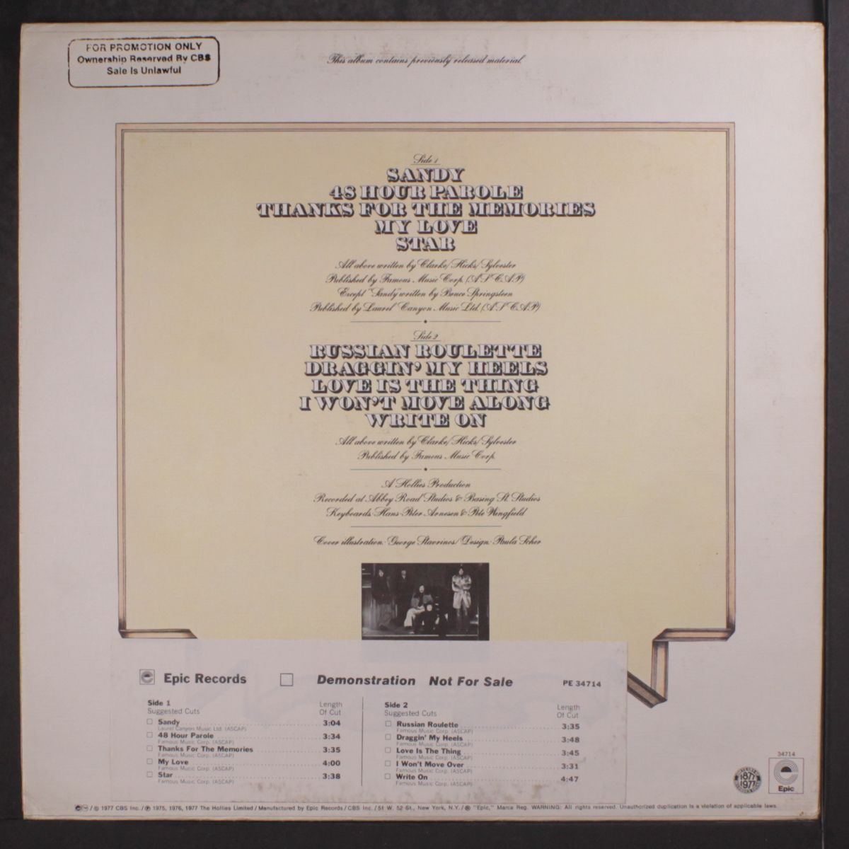 clarke, hicks, sylvester, calvert, elliott by HOLLIES