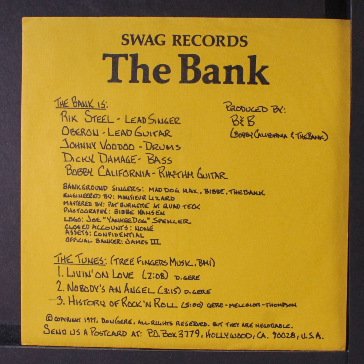 livin' on love / nobody's an angel / history of rock 'n roll by BANK