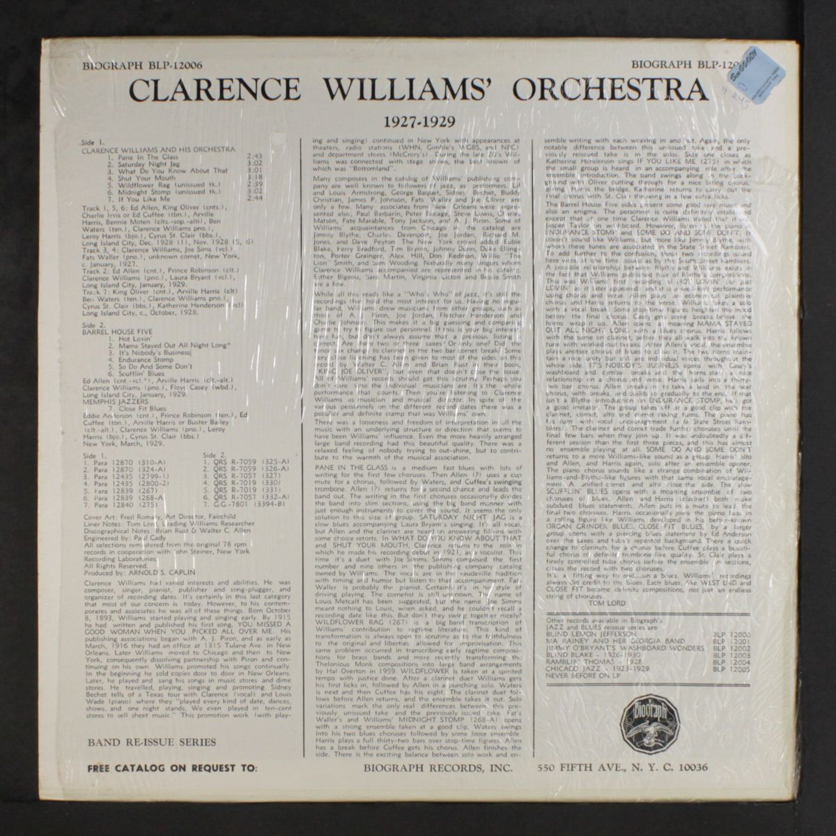 new york jazz 1927-1929 by CLARENCE WILLIAMS