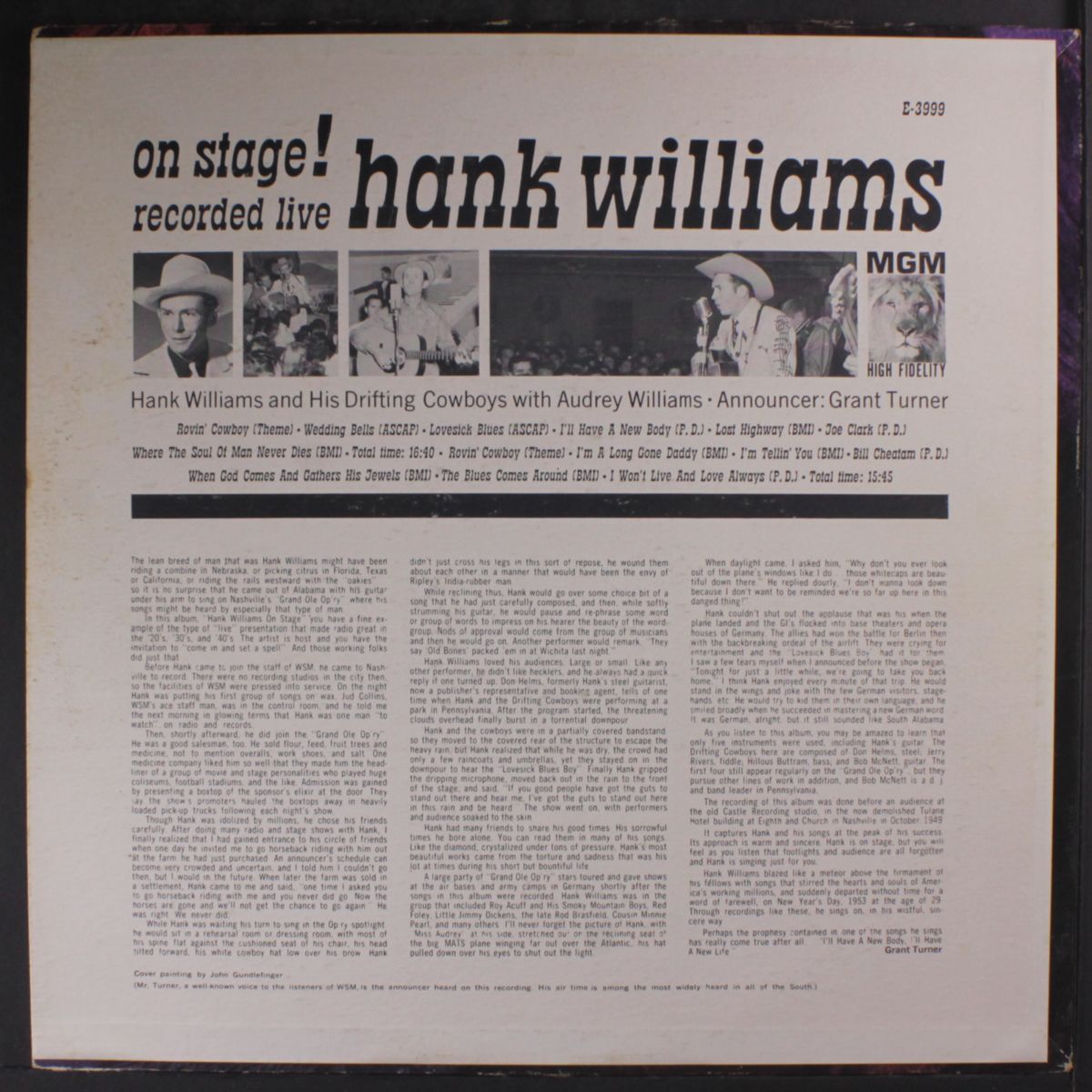 on stage!/recorded live by HANK WILLIAMS