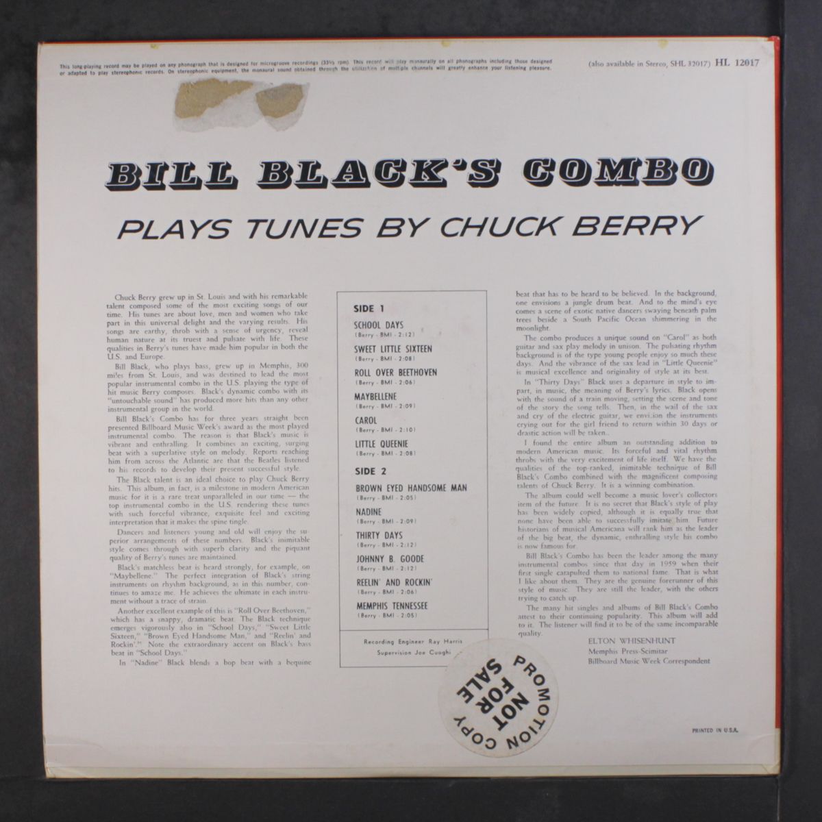 plays tunes by chuck berry by BILL BLACK'S COMBO
