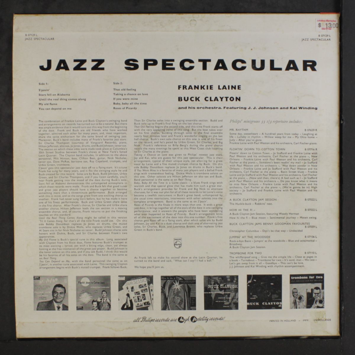 jazz spectacualr by FRANKIE LAINE & BUCK CLAYTON