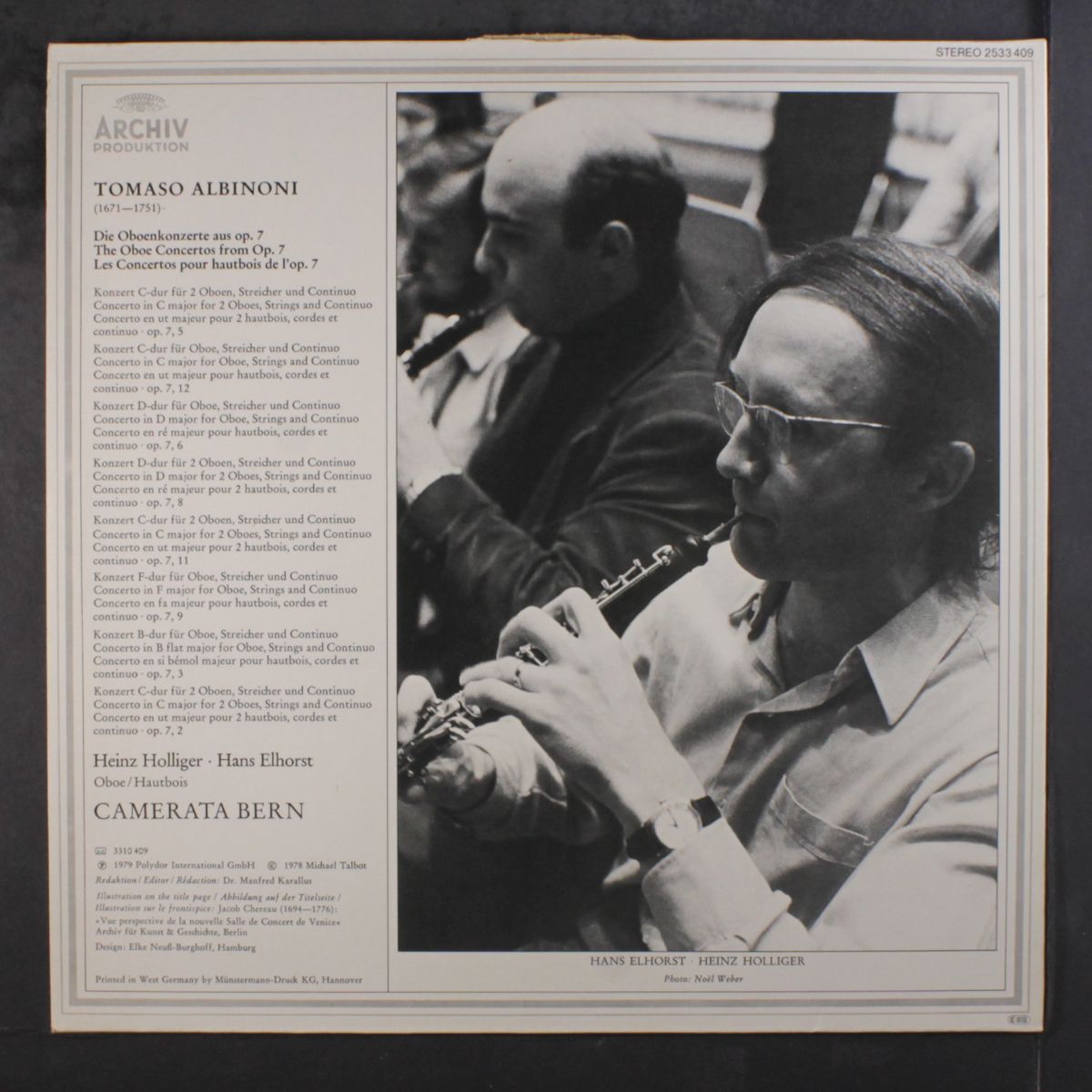 albinoni: concerti per oboe by HEINZ HOLLIGER & HANS ELHORST