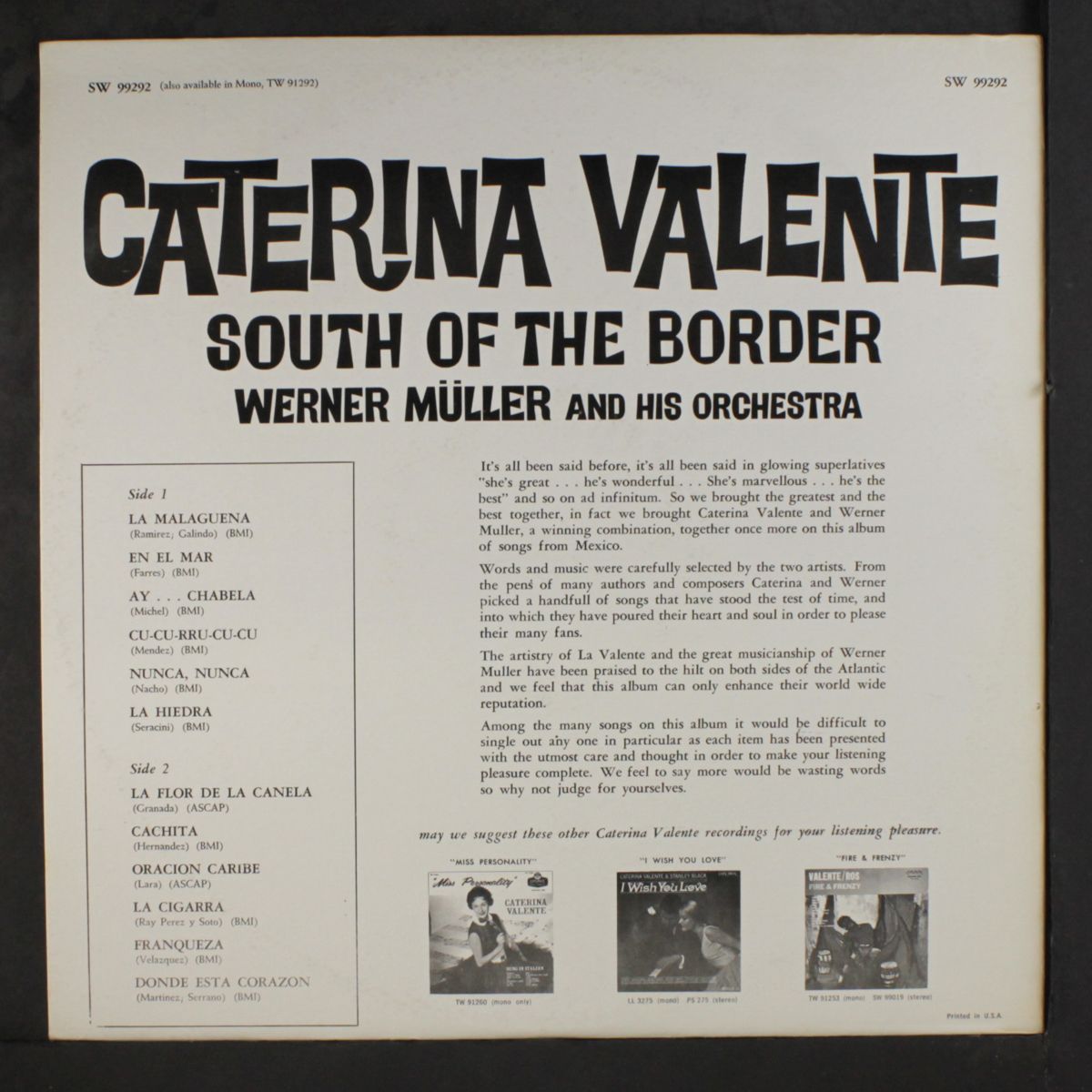 south of the border by CATERINA VALENTE