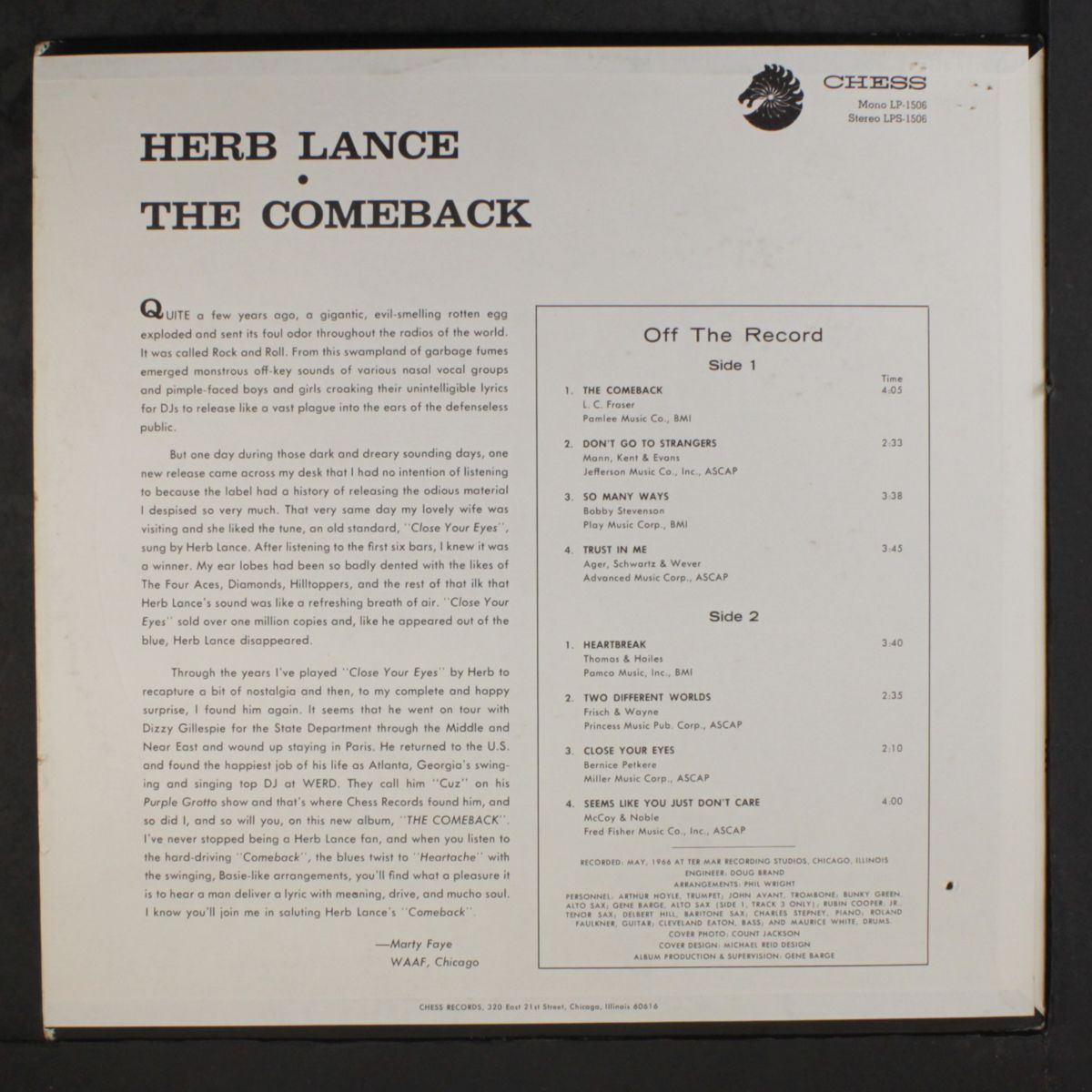 the comeback by HERB LANCE