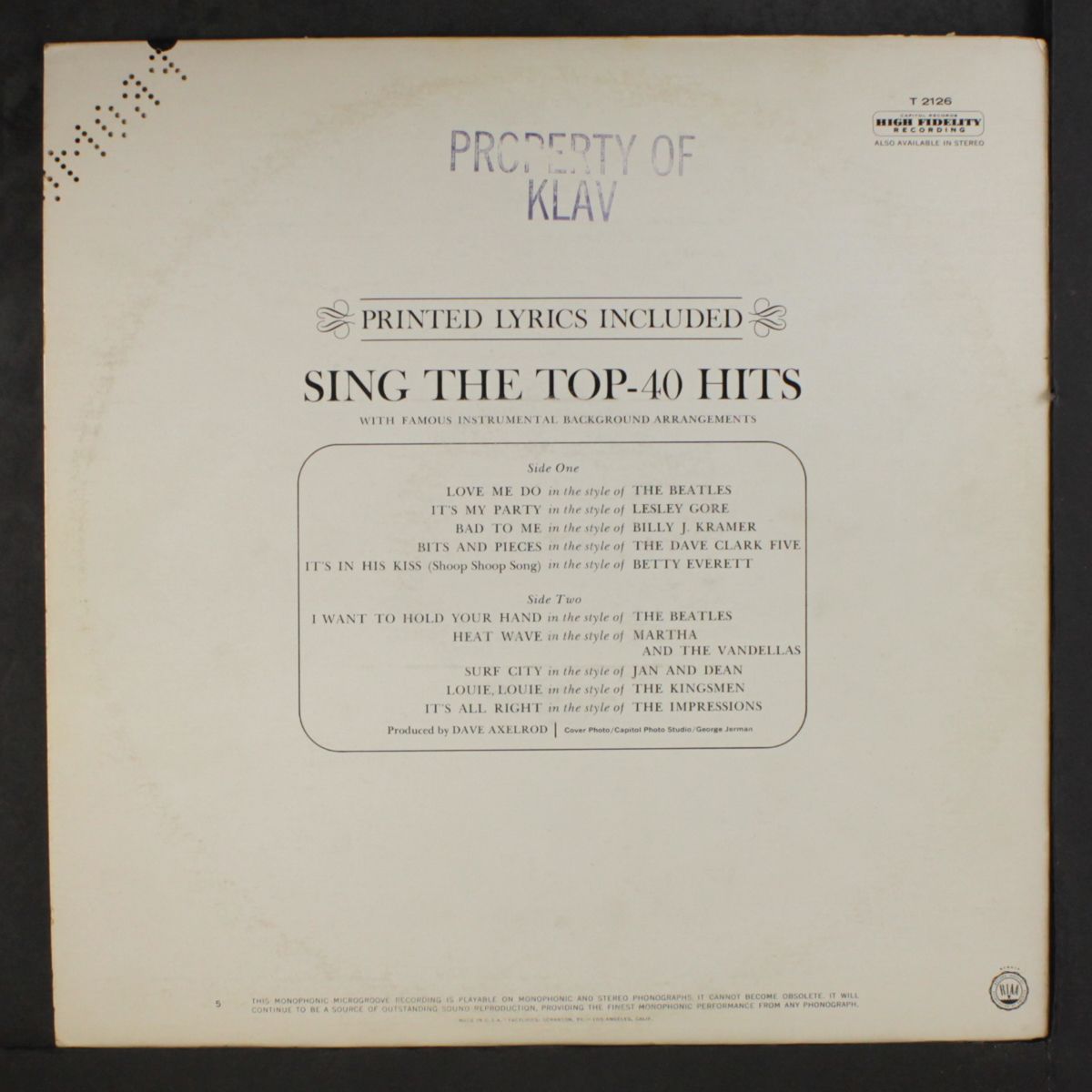 the top-40 song book by DAVID AXELROD
