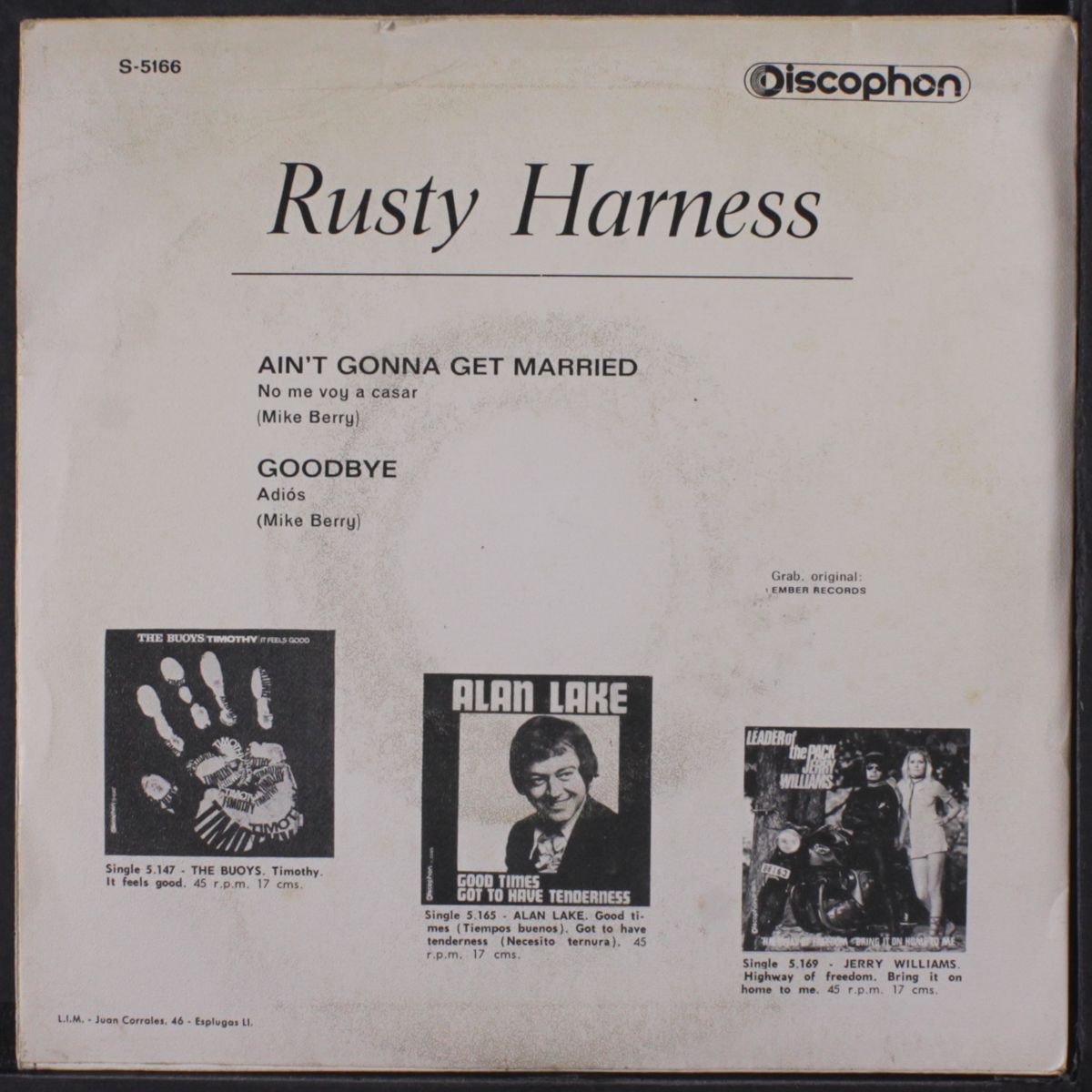 ain't gonna get married / goodbye by RUSTY HARNESS
