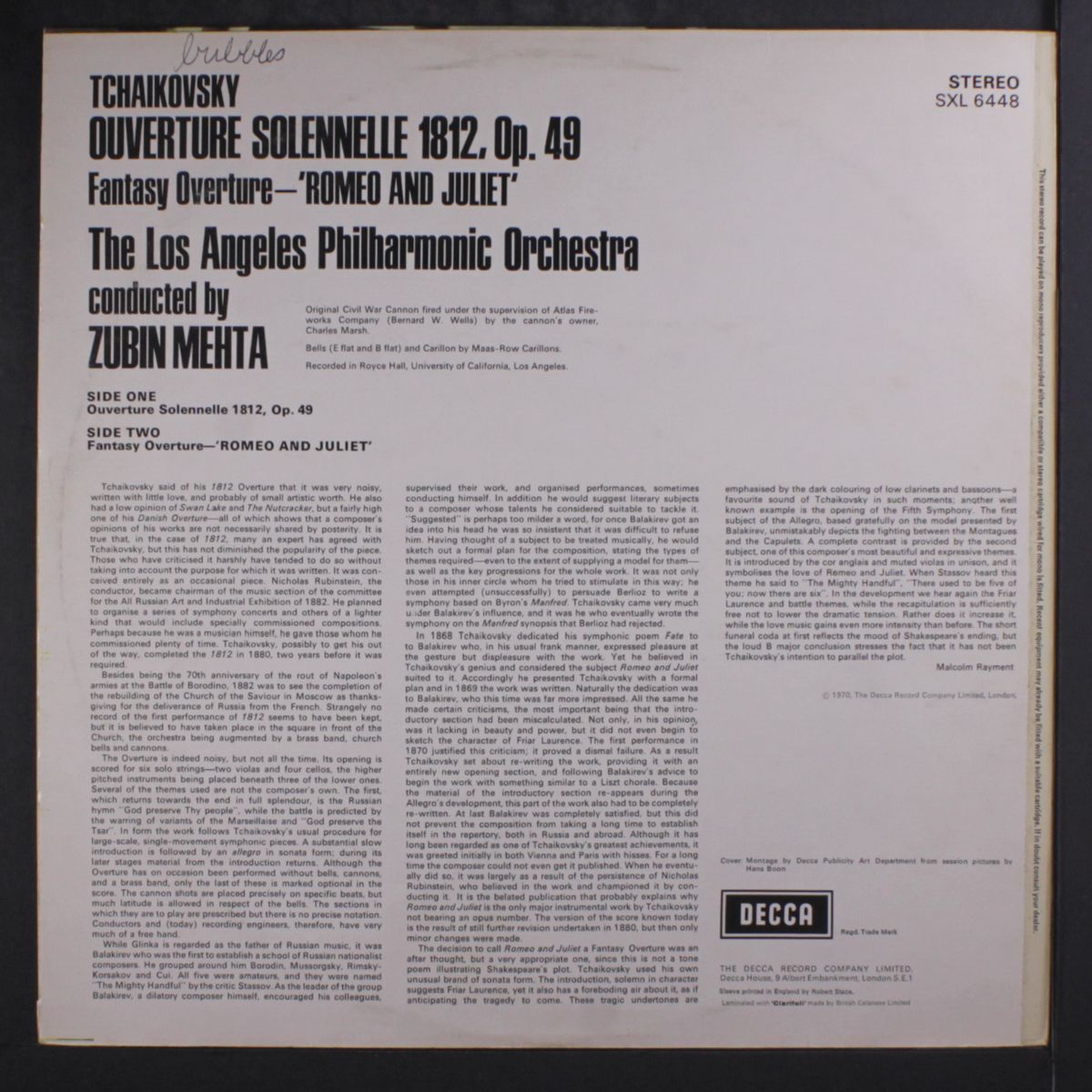 tchaikovsky: 1812 overture, romeo & juliet by ZUBIN MEHTA
