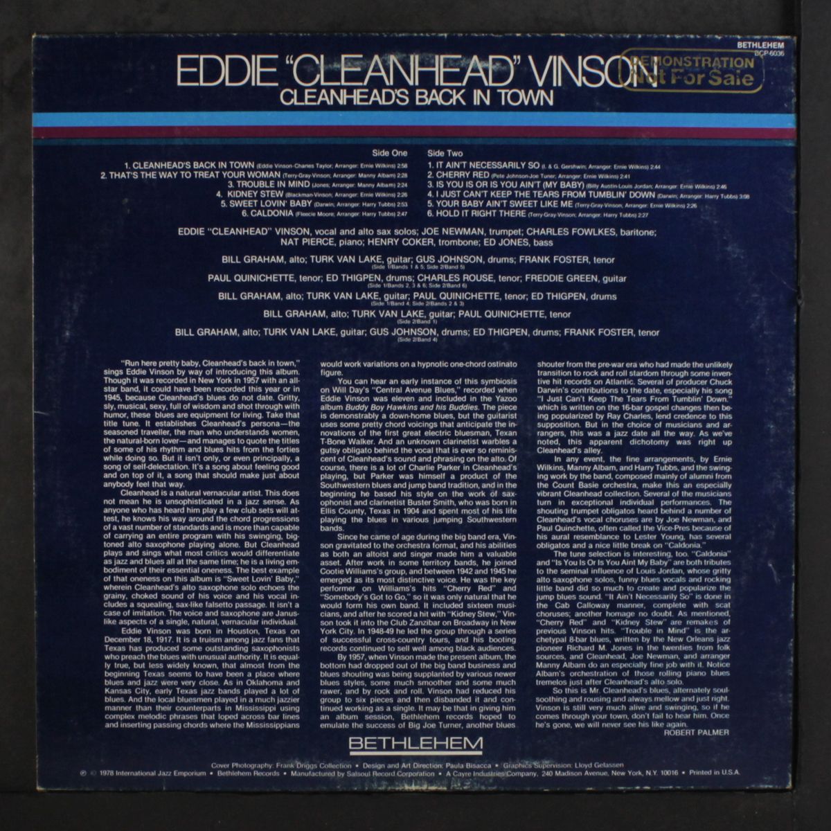 cleanhead's back in town by EDDIE 'CLEANHEAD' VINSON