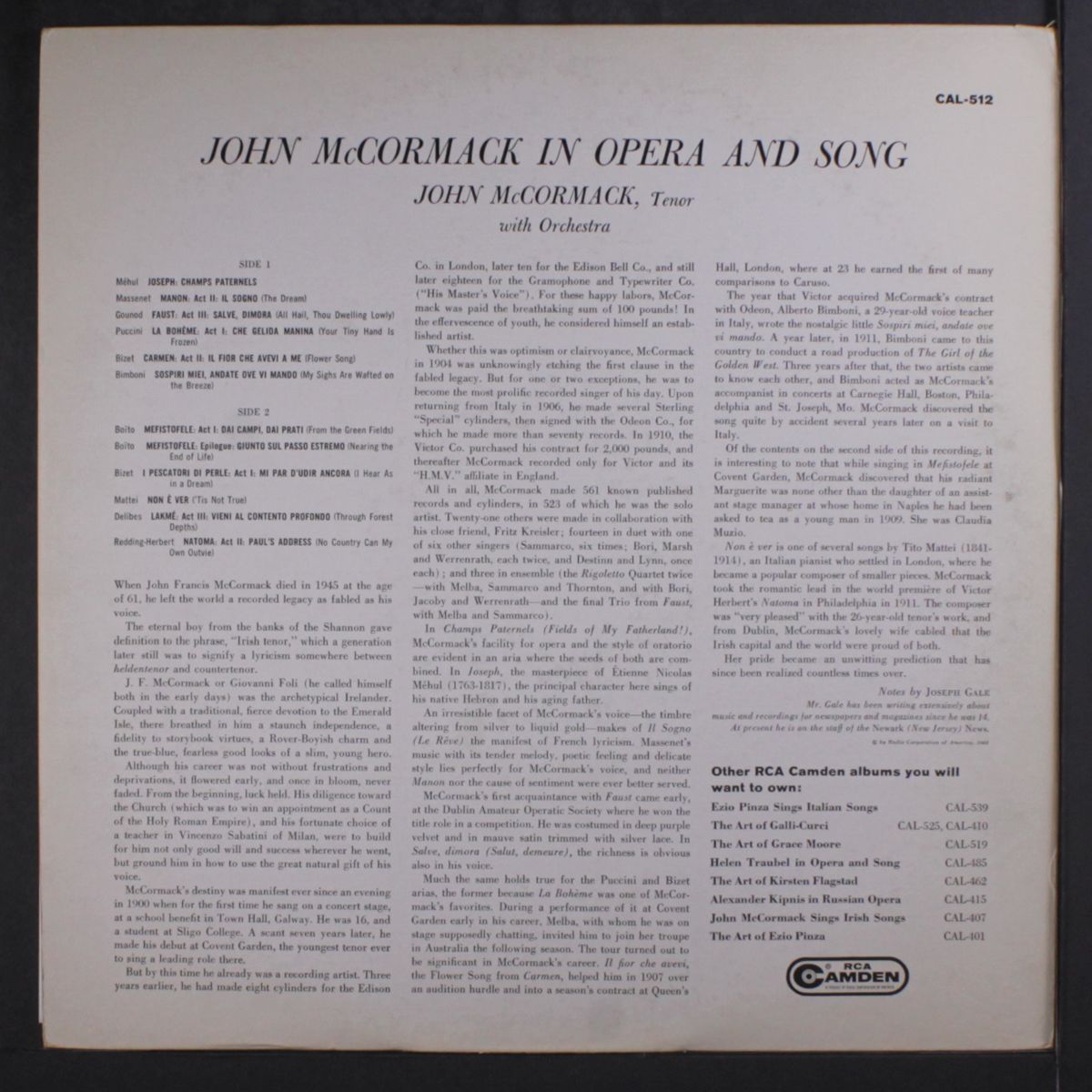 in opera and song by JOHN MCCORMACK