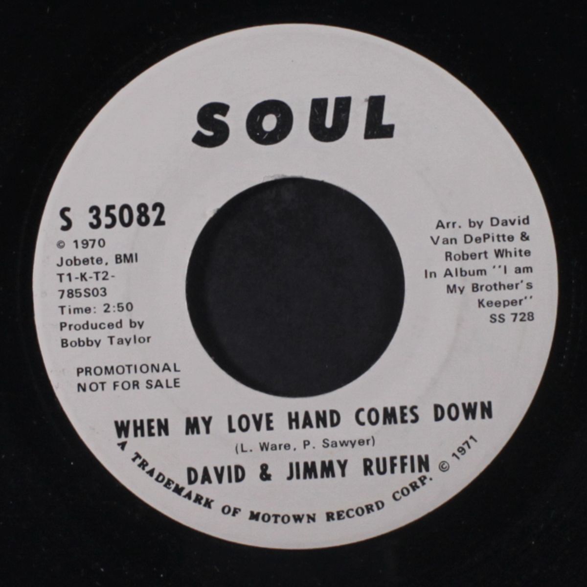 when my love hand comes down / same by DAVID & JIMMY RUFFIN