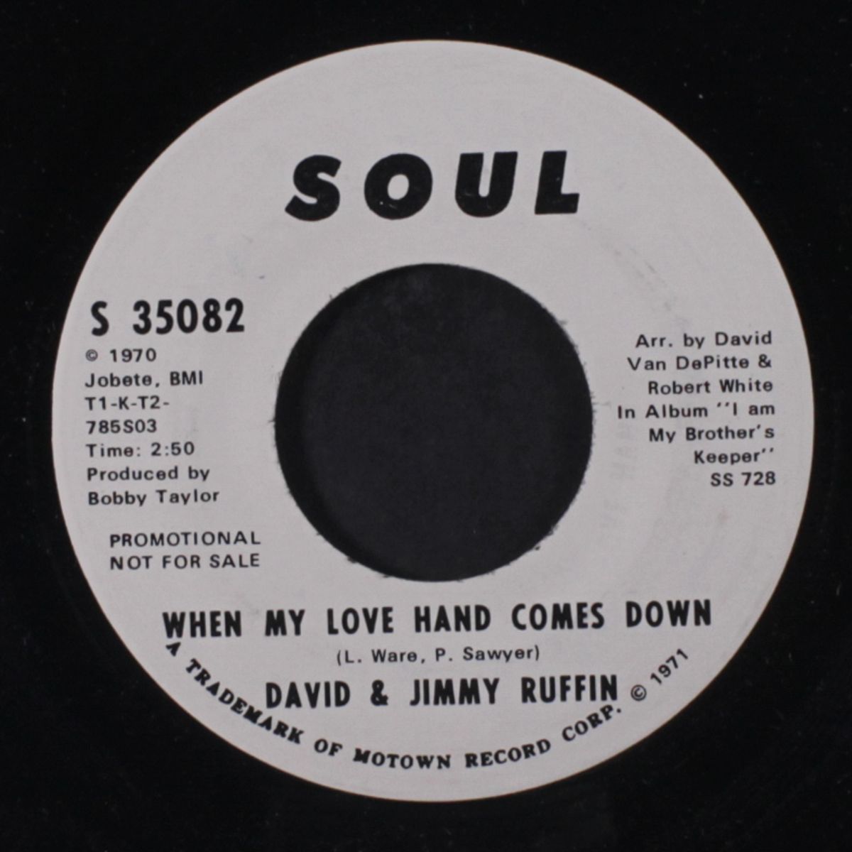 when my love hand comes down / same by DAVID & JIMMY RUFFIN