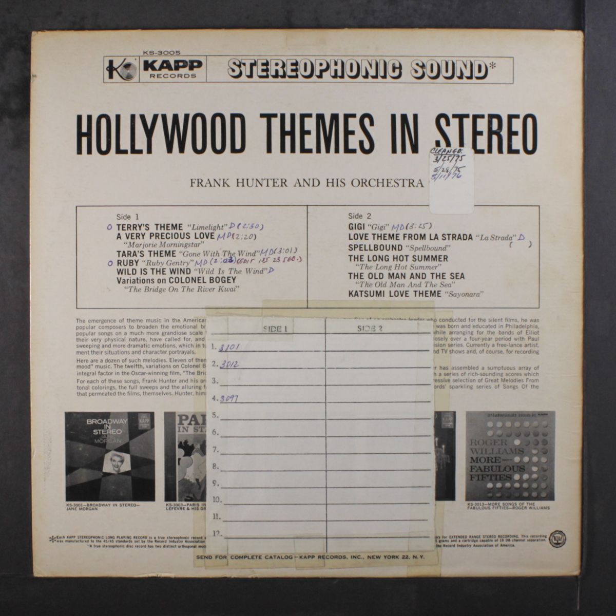 hollywood themes in stereo by FRANK HUNTER