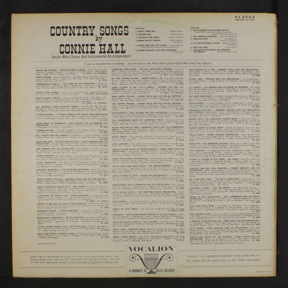 country songs by CONNIE HALL