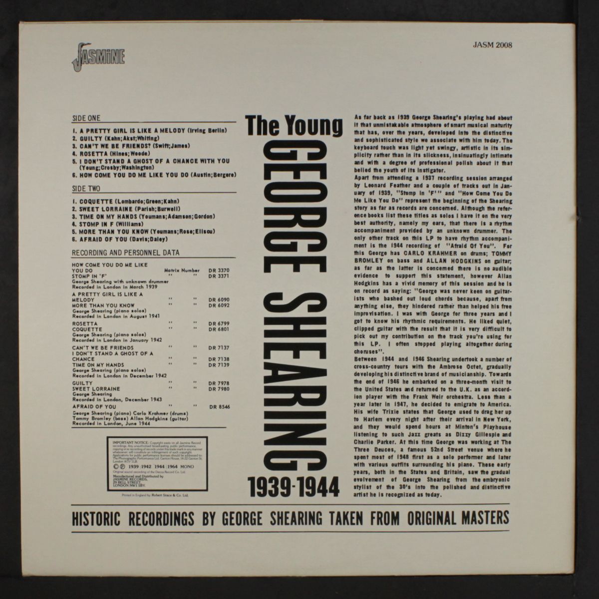 the young george shearing by GEORGE SHEARING