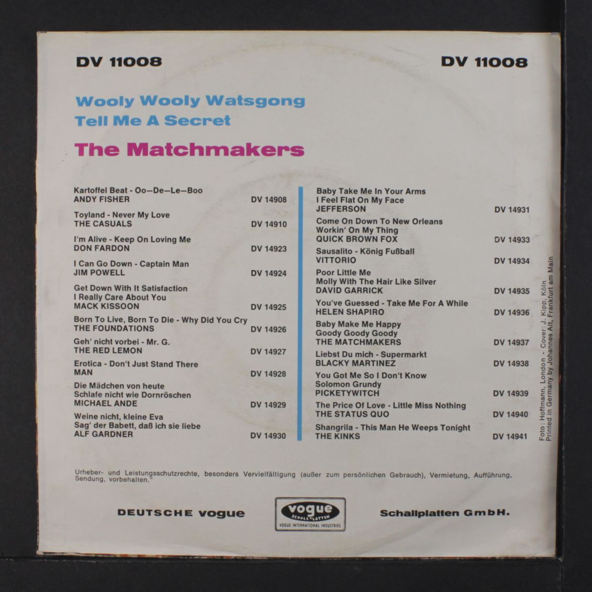 wooly wooly watsgong / tell me a secret by MATCHMAKERS