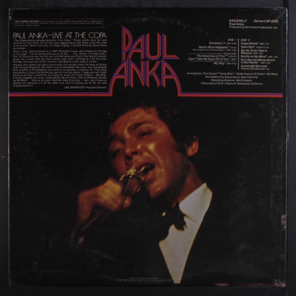 sincerely by PAUL ANKA